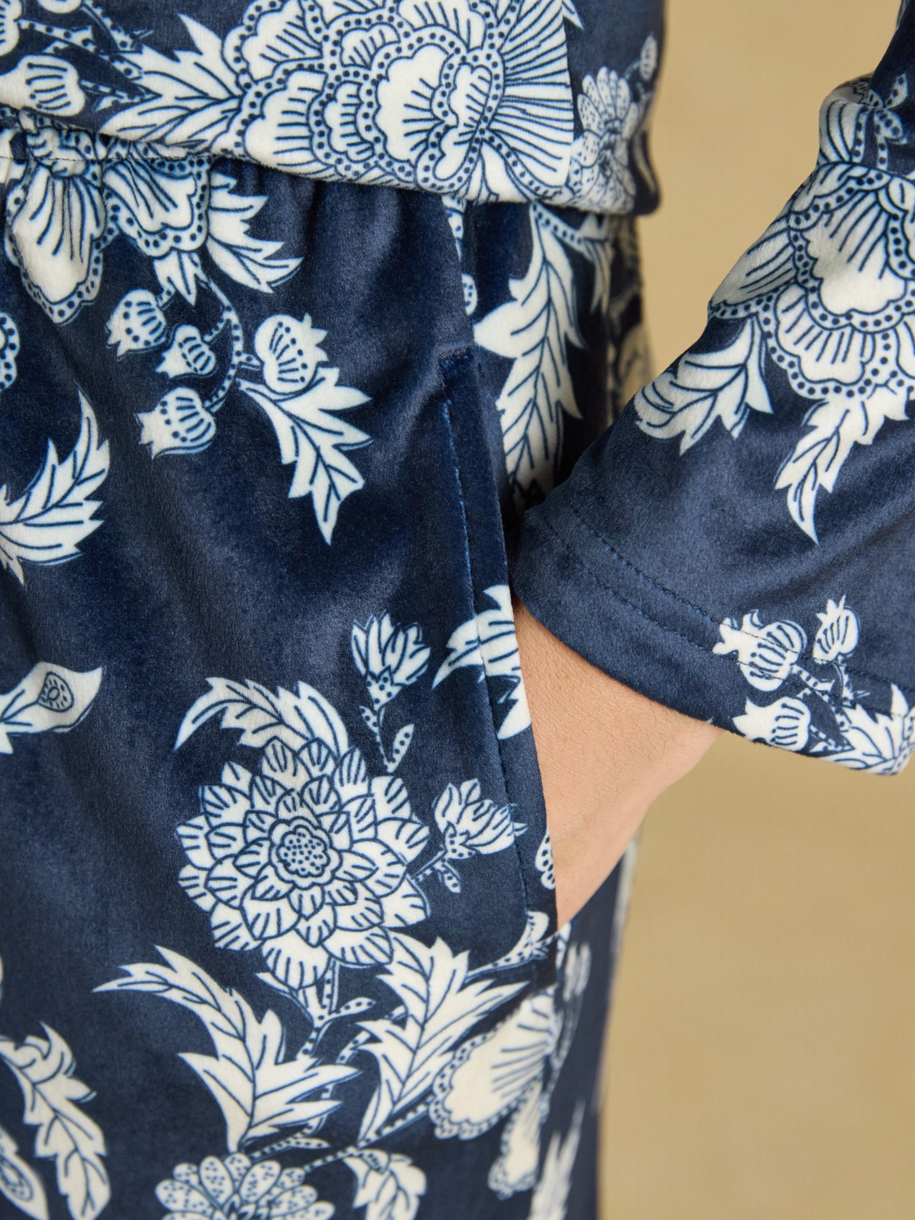 Navy Spring Bird Floral Fleece Pyjama Set - Image 4 of 12