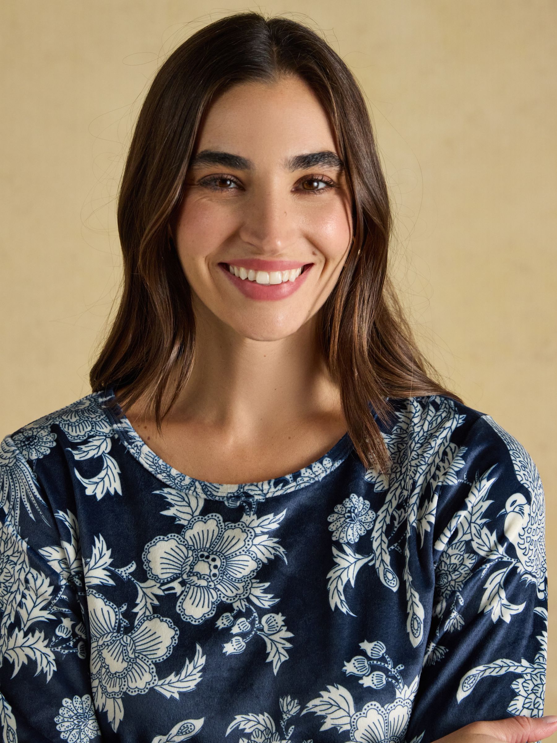 Navy Spring Bird Floral Fleece Pyjama Set - Image 5 of 12