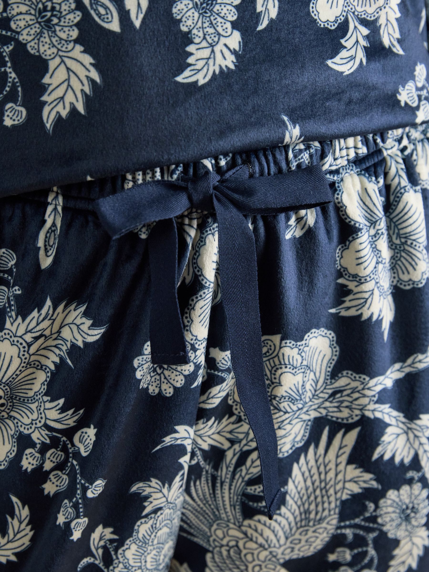 Navy Spring Bird Floral Fleece Pyjama Set - Image 6 of 12