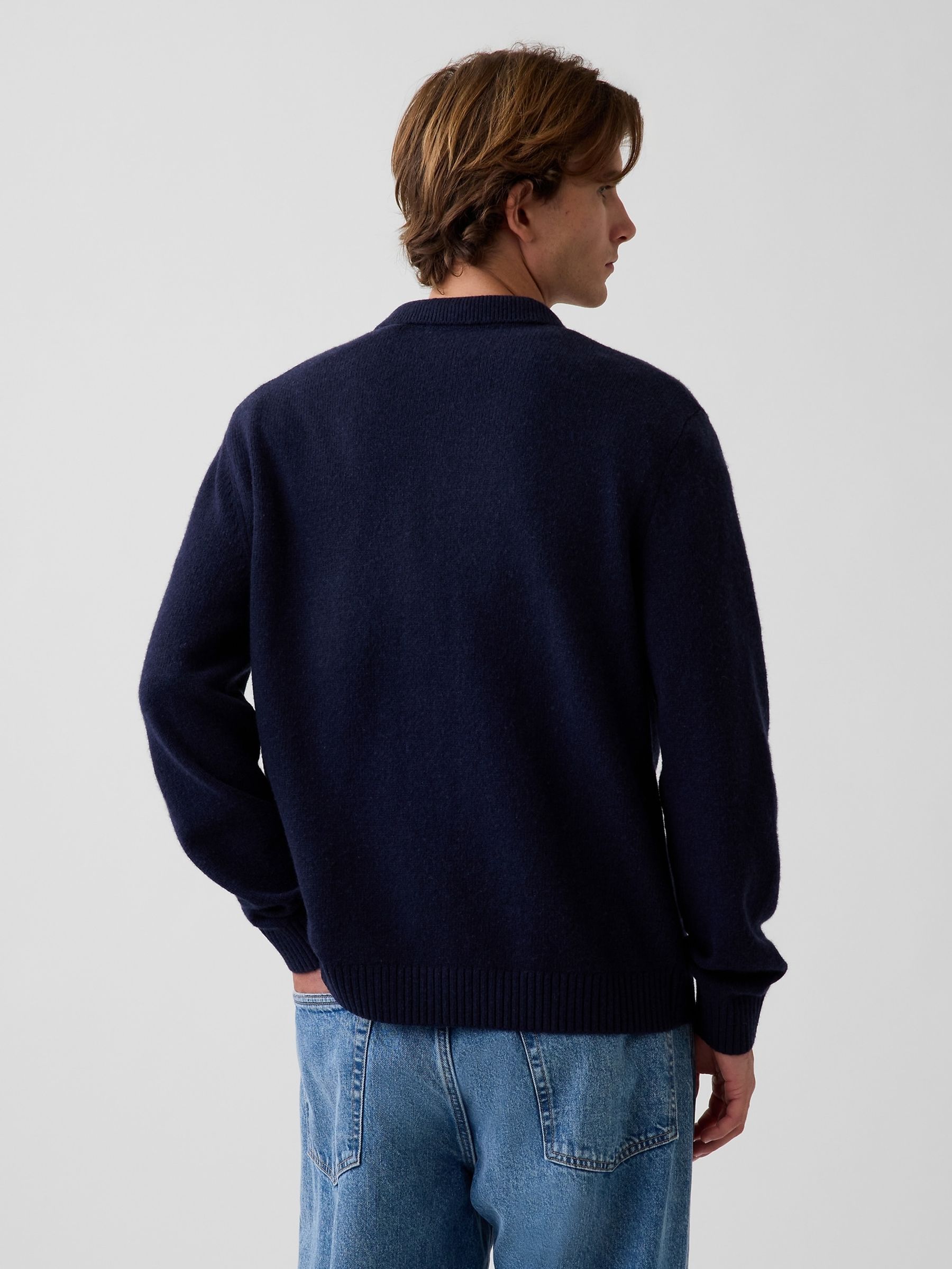 Navy Relaxed Polo Cardigan - Image 2 of 4