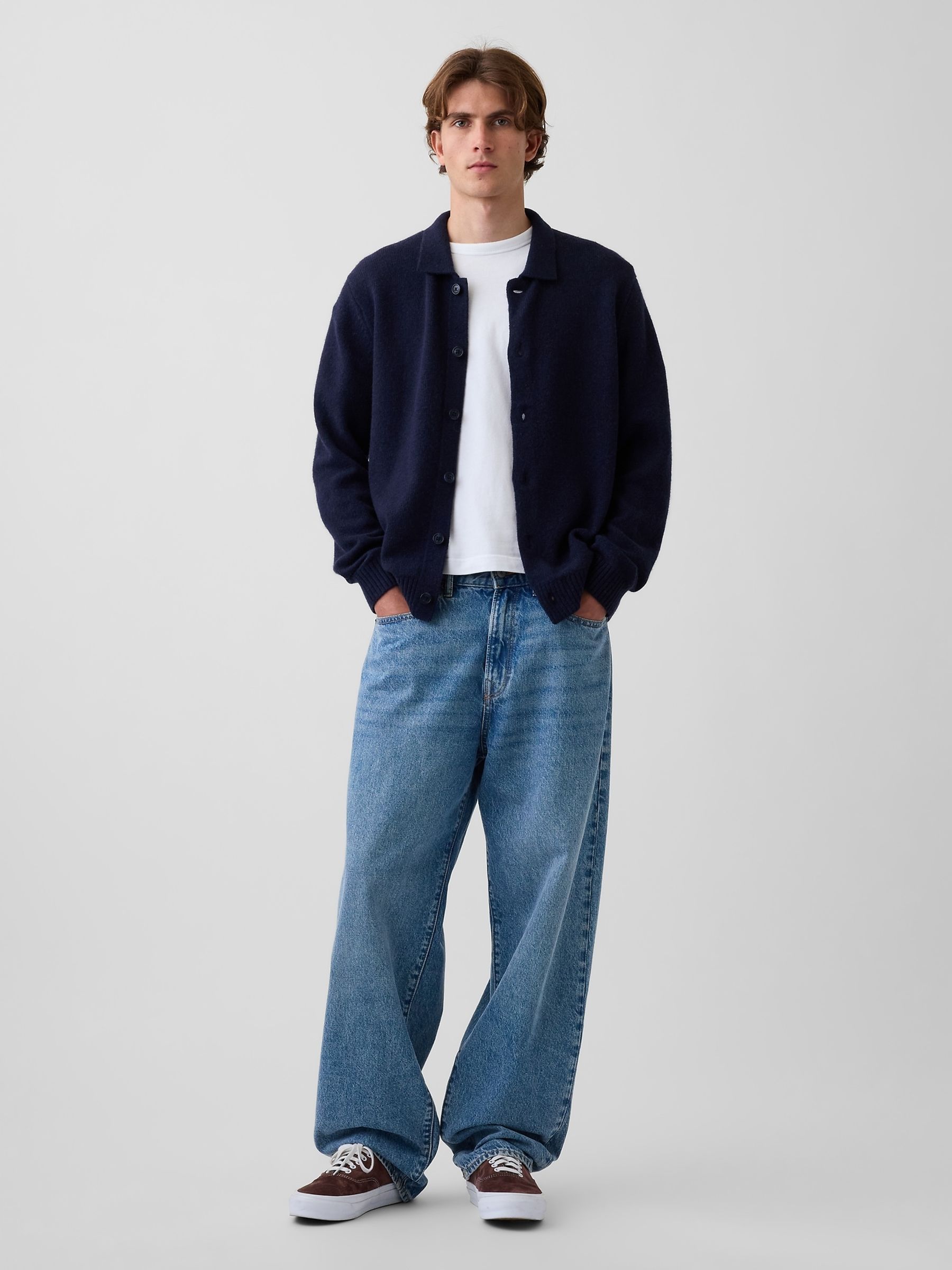 Navy Relaxed Polo Cardigan - Image 3 of 4