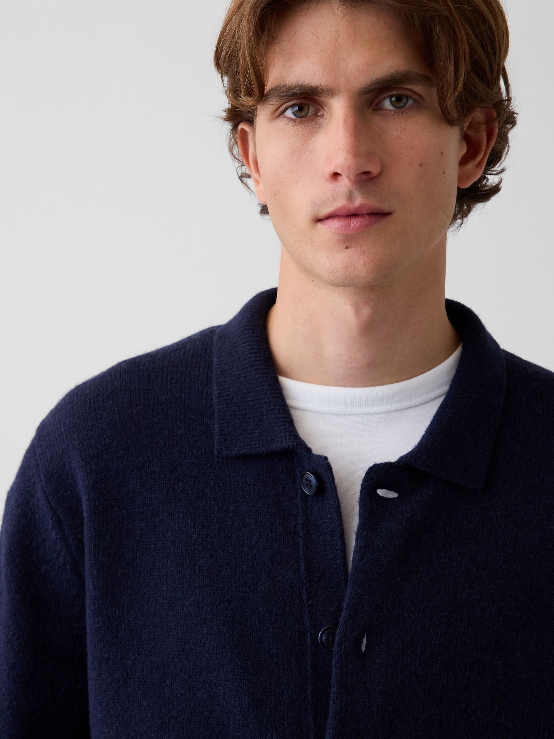 Navy Relaxed Polo Cardigan - Image 4 of 4