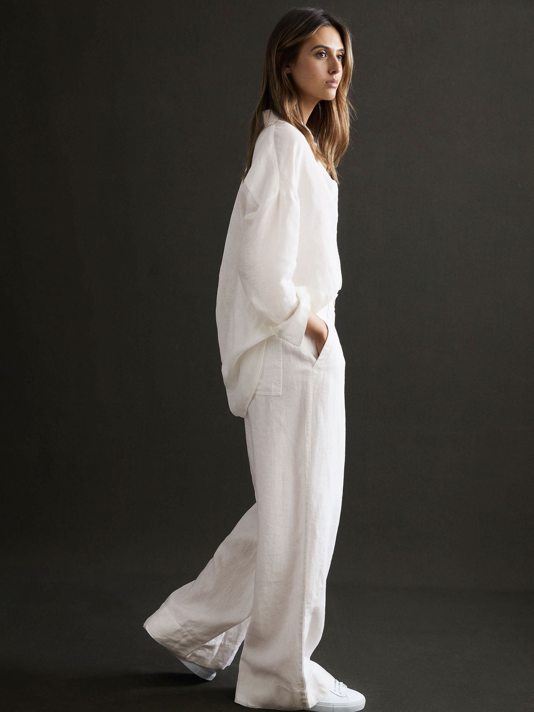 Oversized Long Sleeve Shirt in Ivory - Image 3 of 5