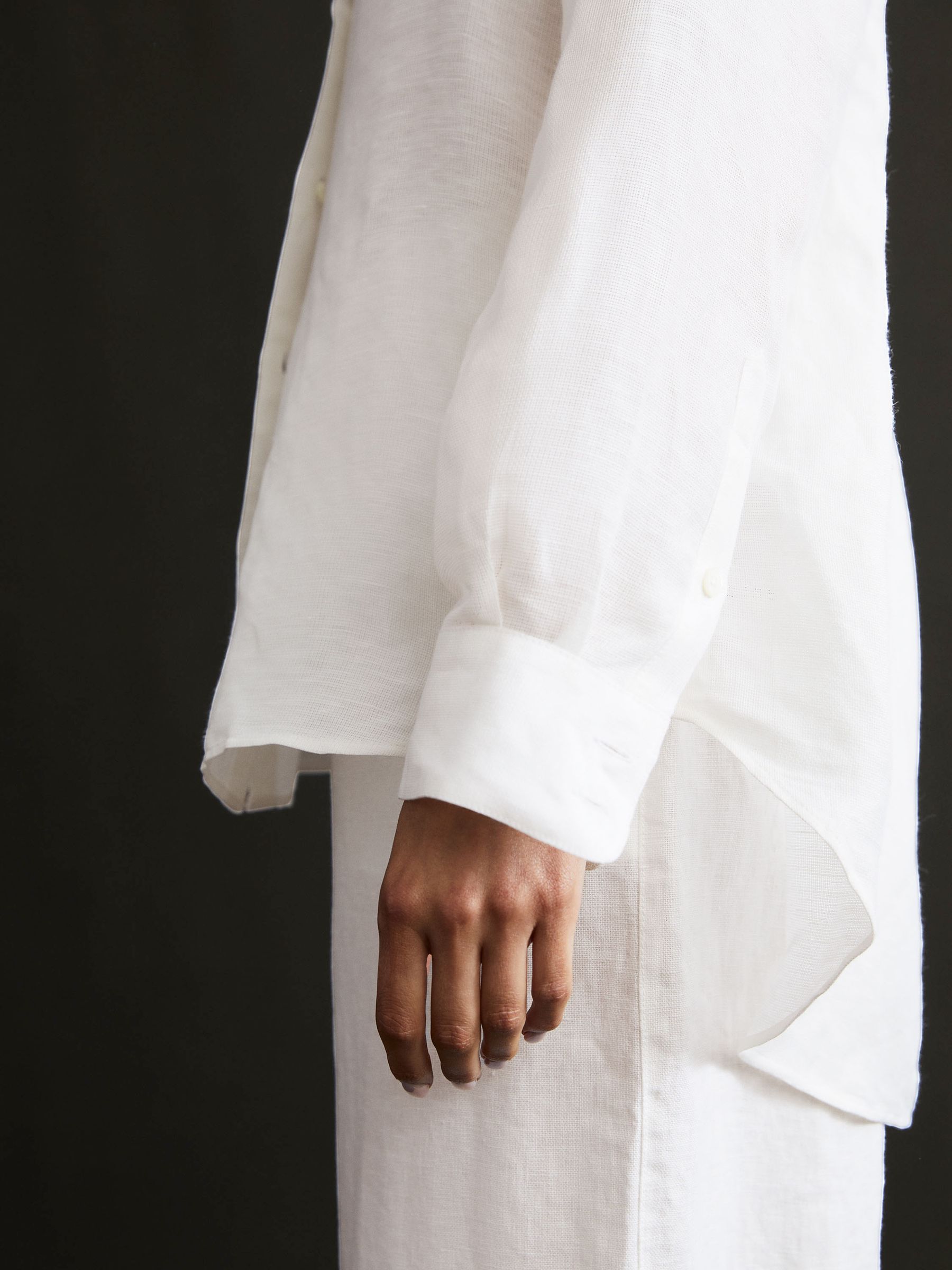Oversized Long Sleeve Shirt in Ivory - Image 4 of 5