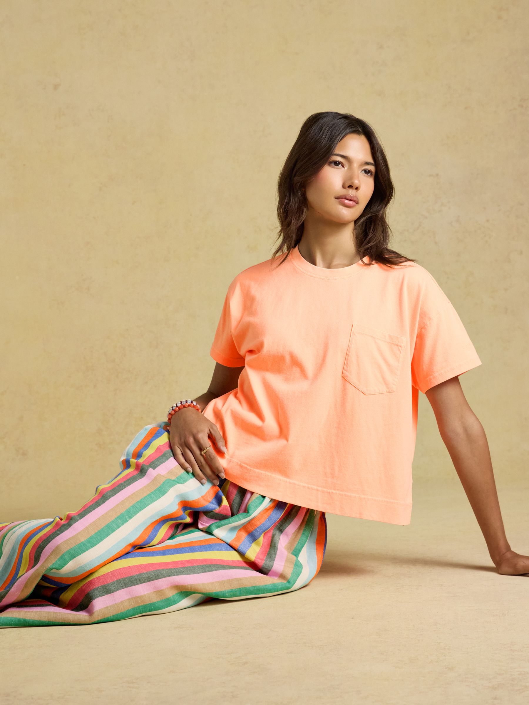 Orange Relaxed Fit Neon Garment Washed Short Sleeve Jersey T-Shirt - Image 3 of 7
