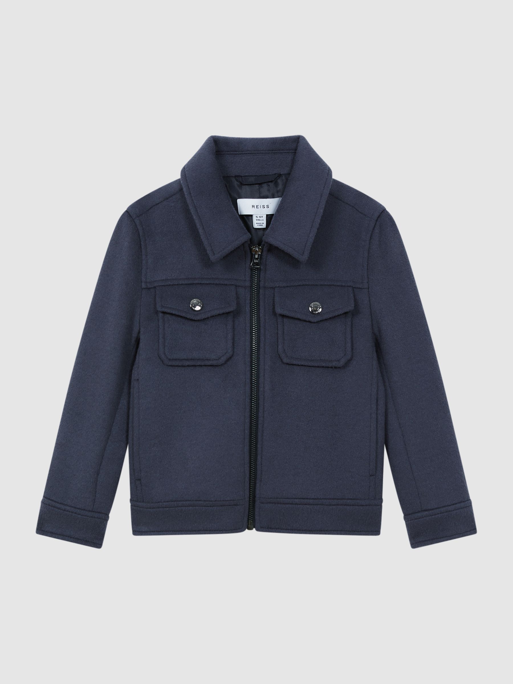 3-9 yrs Wool Trucker Jacket in Airforce Blue - Image 2 de 5 3-9 yrs Wool Trucker Jacket in Airforce Blue - Image 2 de 5