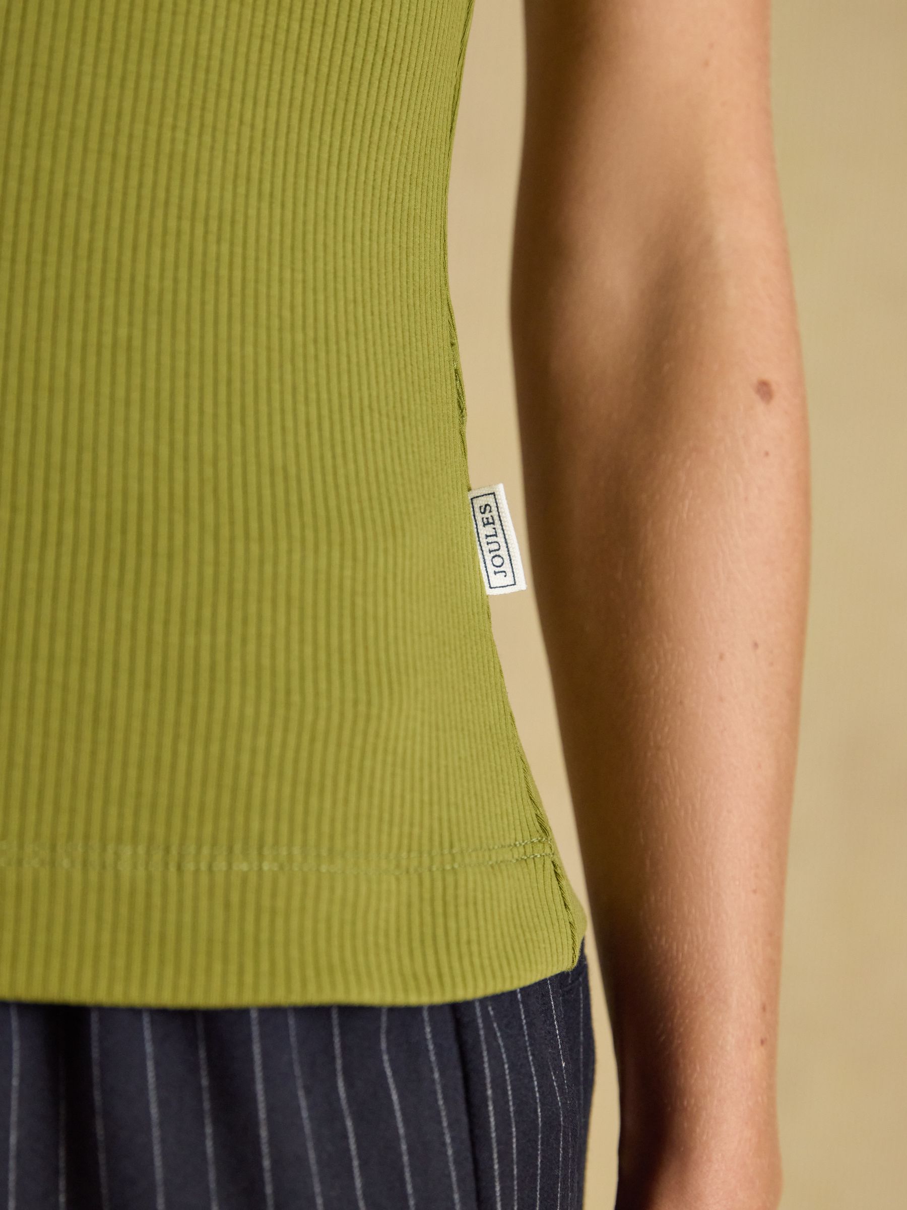 Green Ribbed Cotton Rich Sleeveless Roll Neck - Image 5 of 6