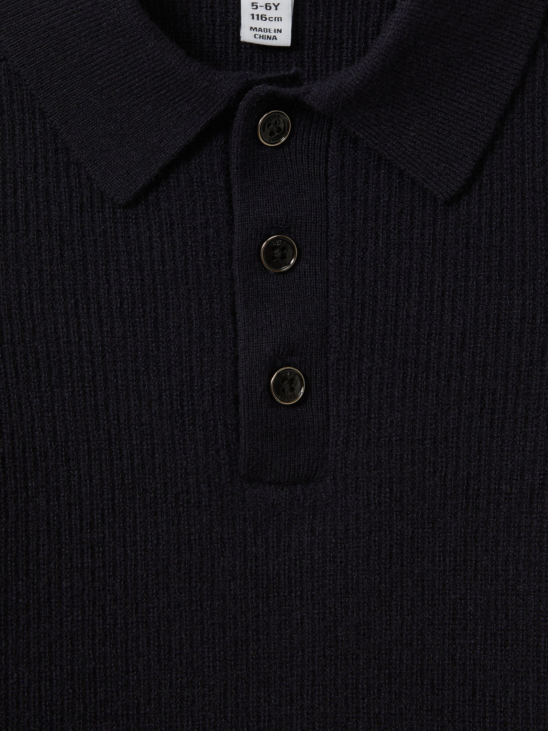 Senior Merino Wool Polo Shirt in Navy - Image 7 of 7
