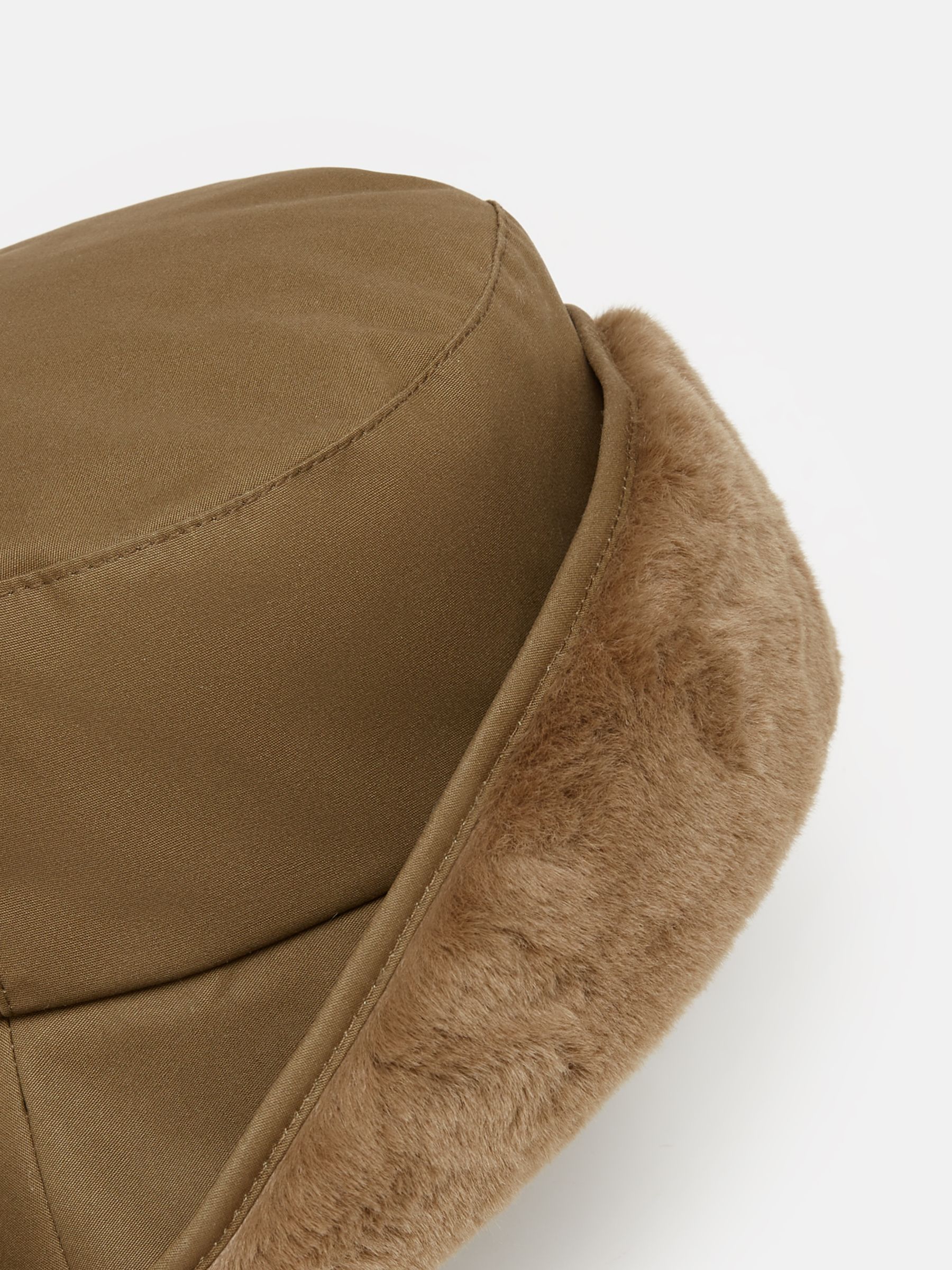 Brown Wax Faux Fur Lined Bucket Hat - Image 4 of 4