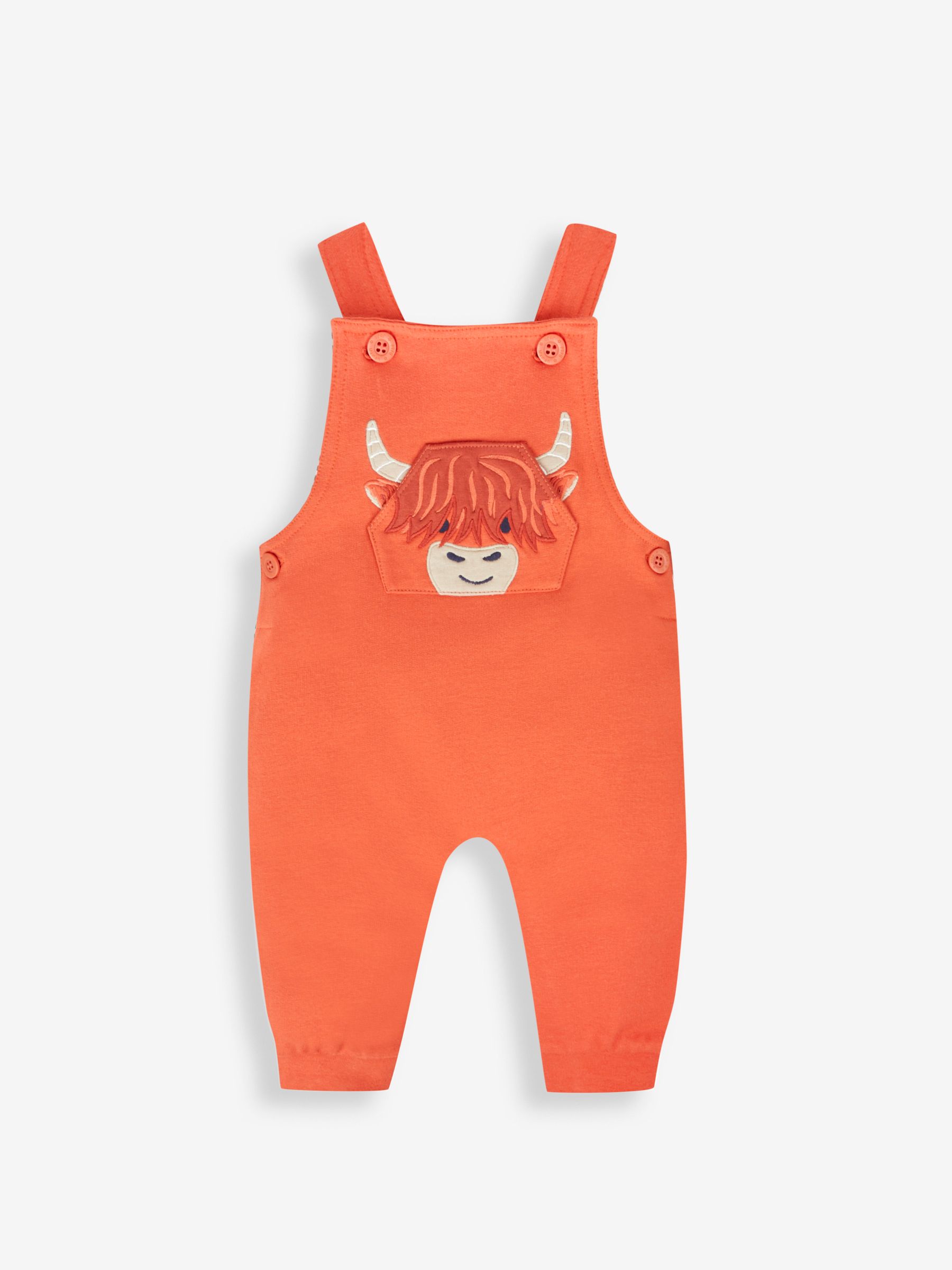 Orange Highland Cow Boys' Bear Appliqué Dungarees & Stripe Top Set - Image 2 of 7