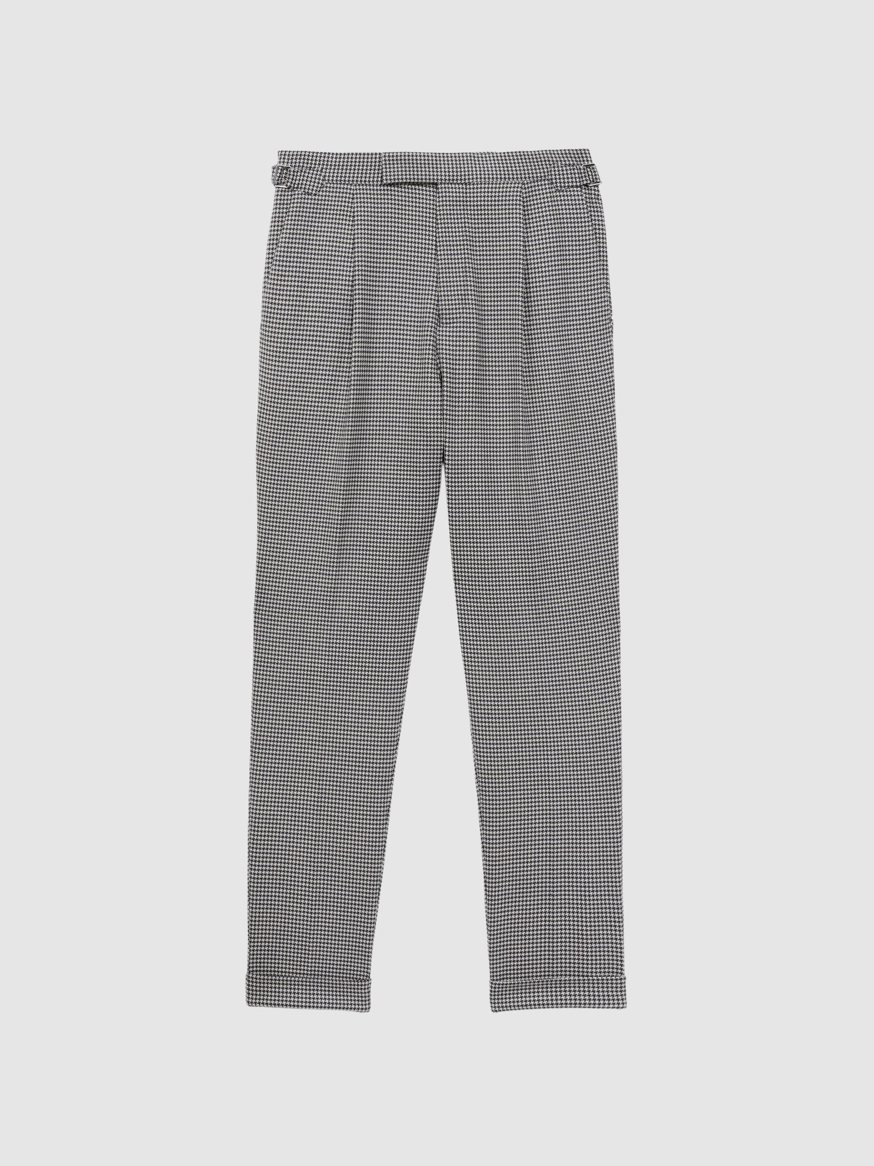 Slim Fit Puppytooth Adjuster Trousers in Grey - image 1