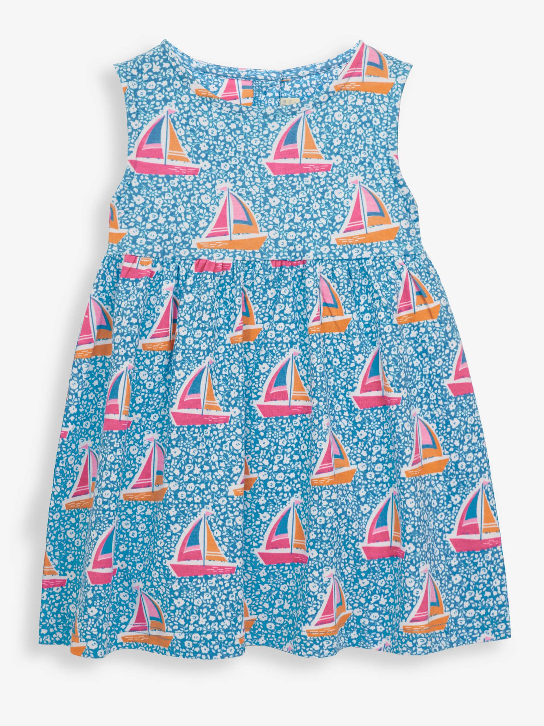 Turquoise Girls Floral Boat Summer Dress - Image 1 of 2