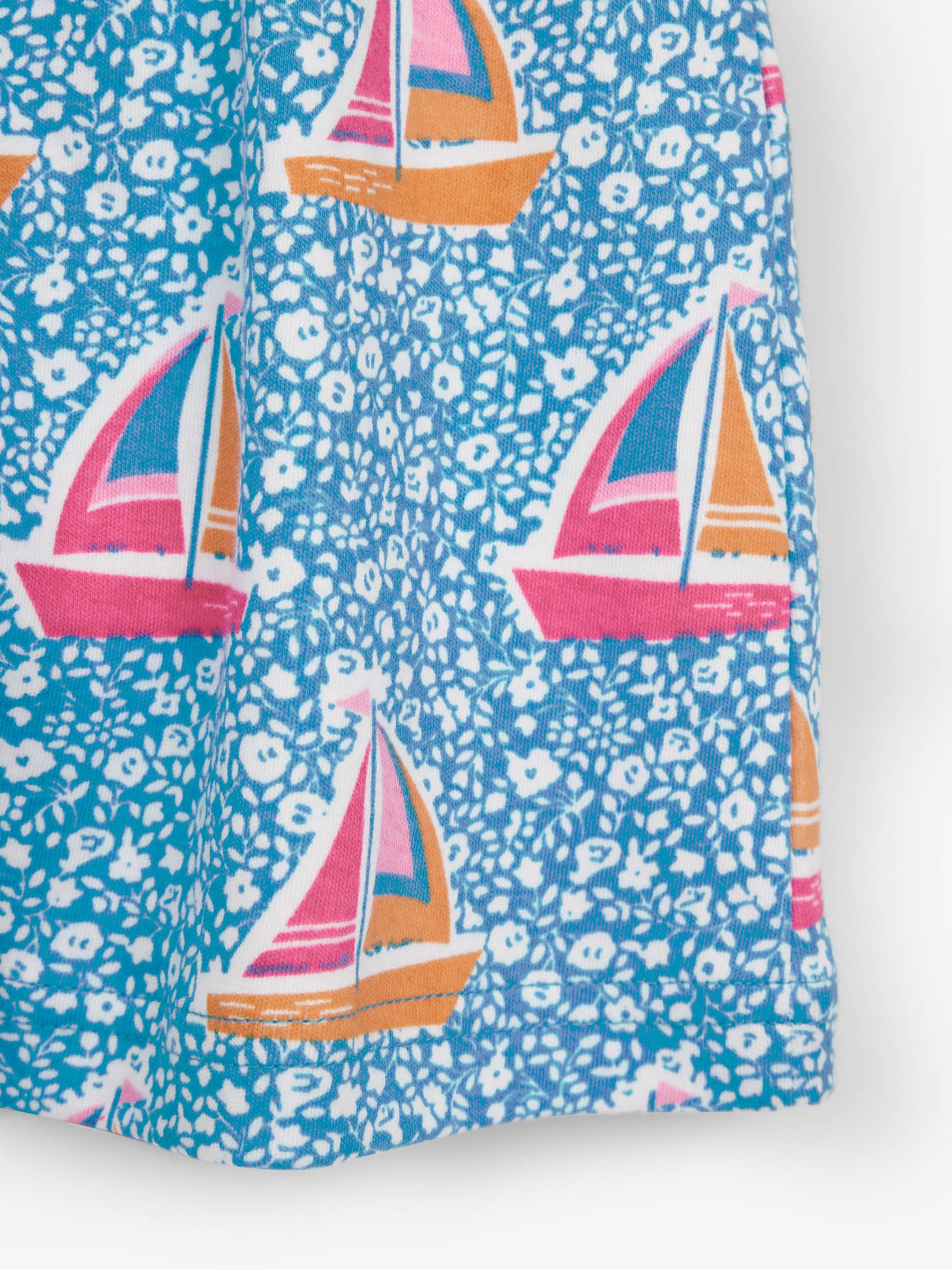 Turquoise Girls Floral Boat Summer Dress - Image 2 of 2