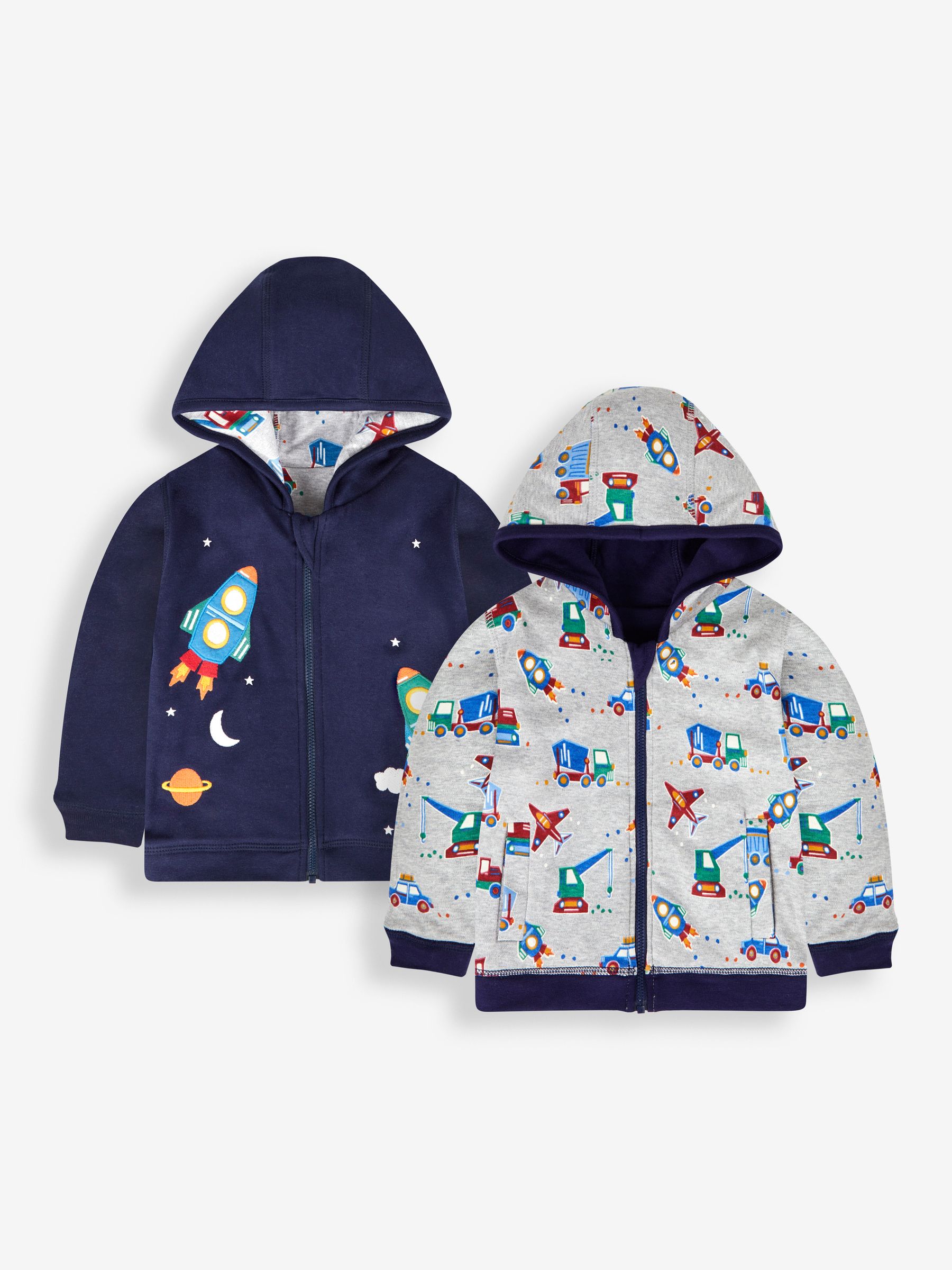 Navy Blue Rocket Appliqué Reversible Hoodie - Image 1 of 7