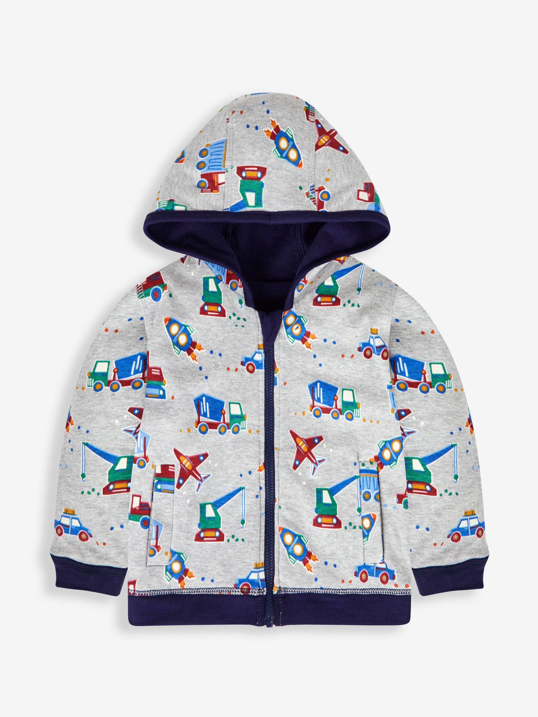 Navy Blue Rocket Appliqué Reversible Hoodie - Image 3 of 7