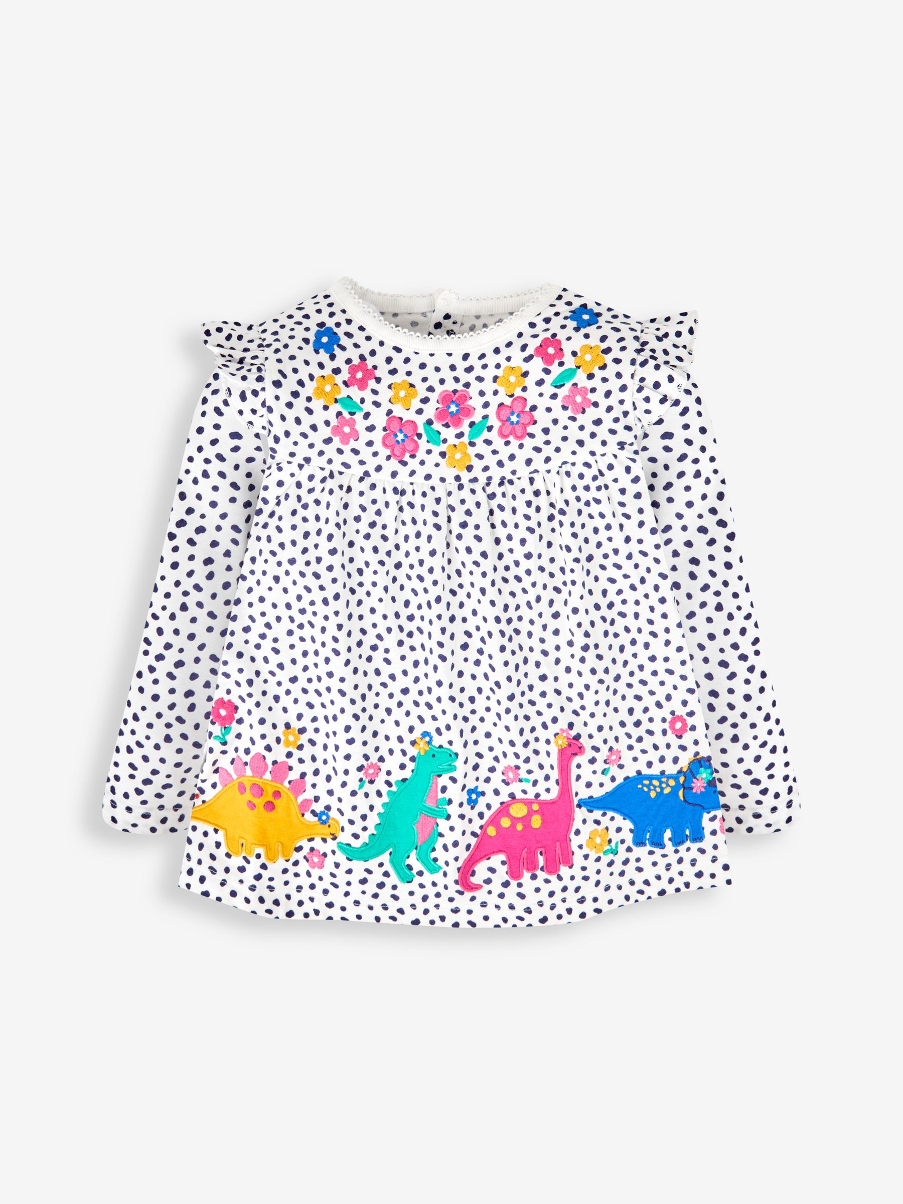 Cream Girls' Dino Appliqué Pretty Tunic - Image 1 of 3