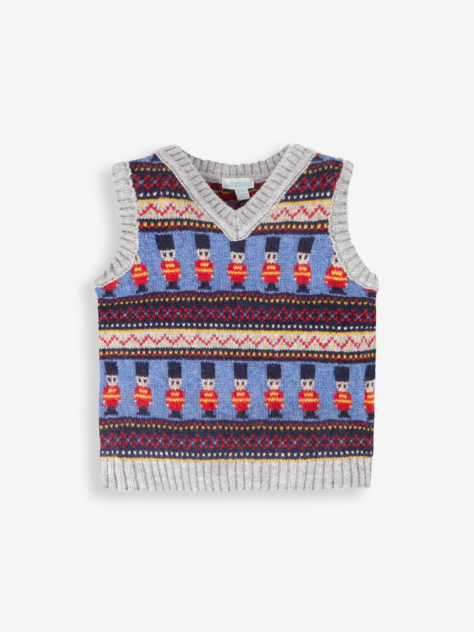 Marl Grey Kings Guards Fairisle Pattern Tank Top - Image 1 of 2