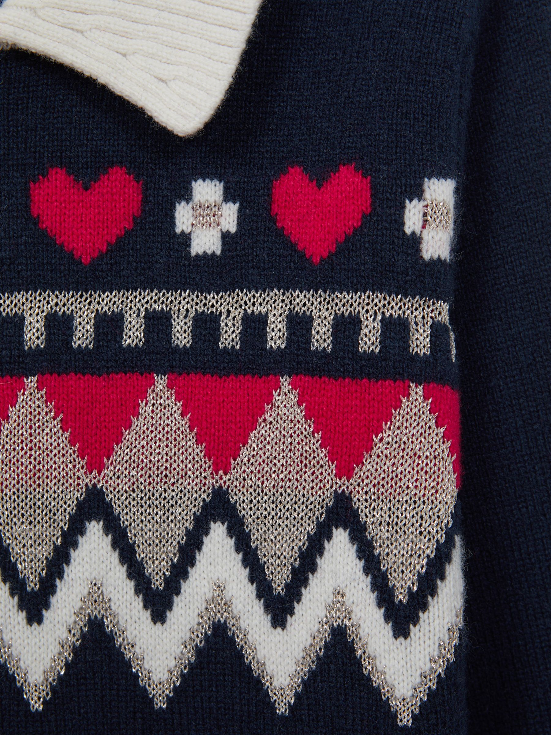 9-14 yrs Fairisle Pattern Knitted Dress in Navy - Image 6 of 6