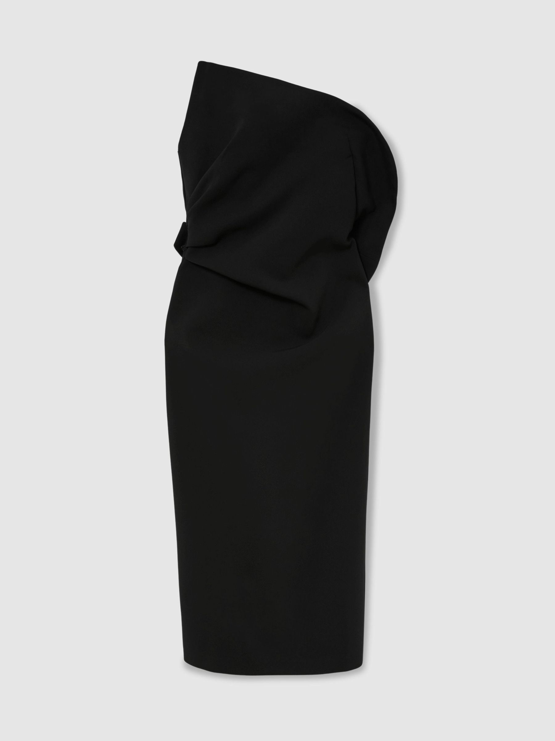 Structured Strapless Midi Dress in Black - Image 2 of 7
