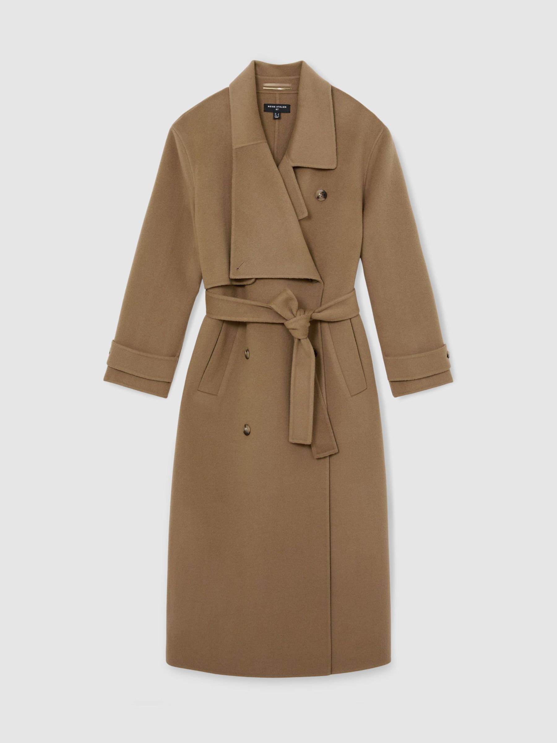 Atelier Wool Blindseam Double-Breasted Coat in Khaki - Image 2 of 9