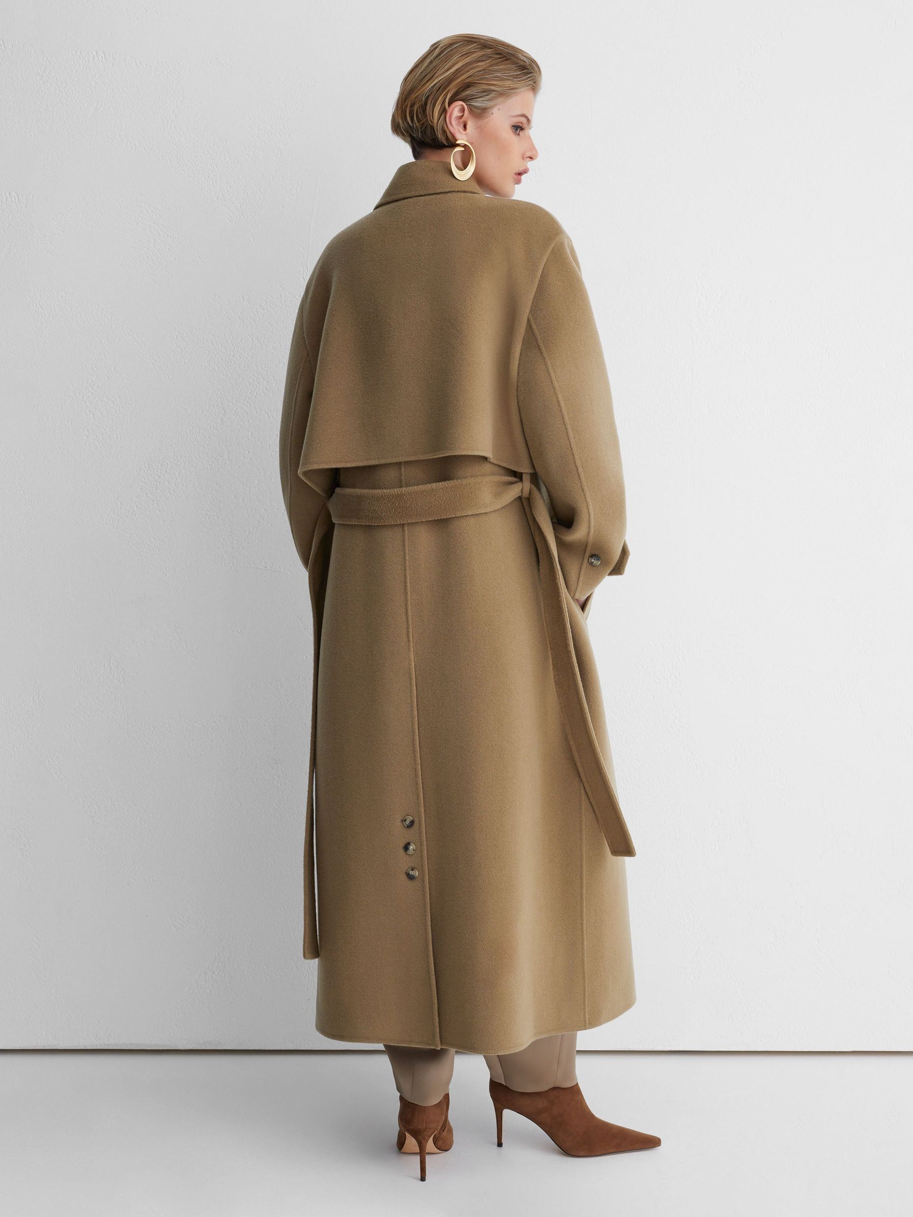 Atelier Wool Blindseam Double-Breasted Coat in Khaki - Image 8 of 9