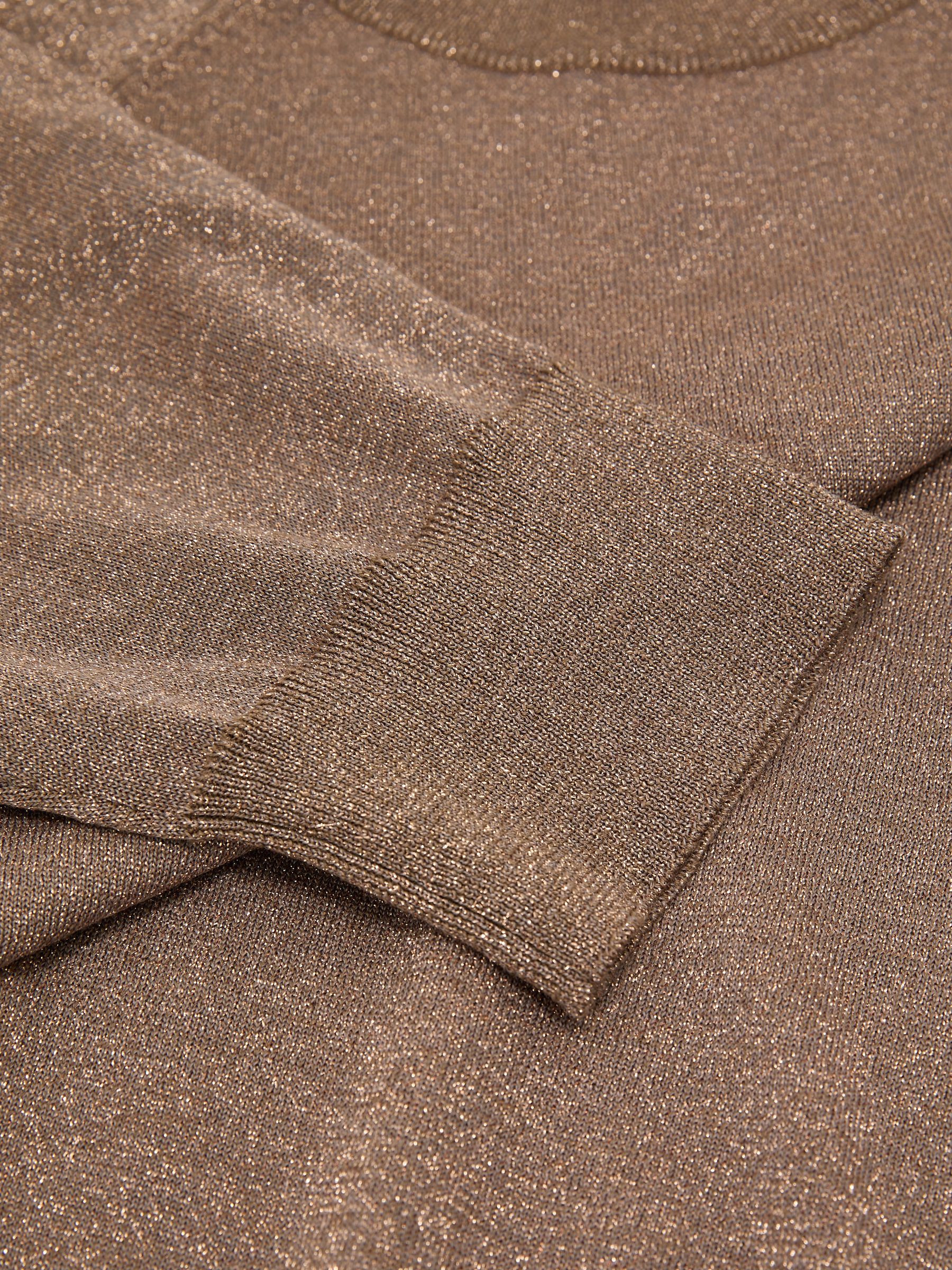 Wool-Blend Metallic-Knit Short-Sleeve Top in Bronze - صورة 6 من 6