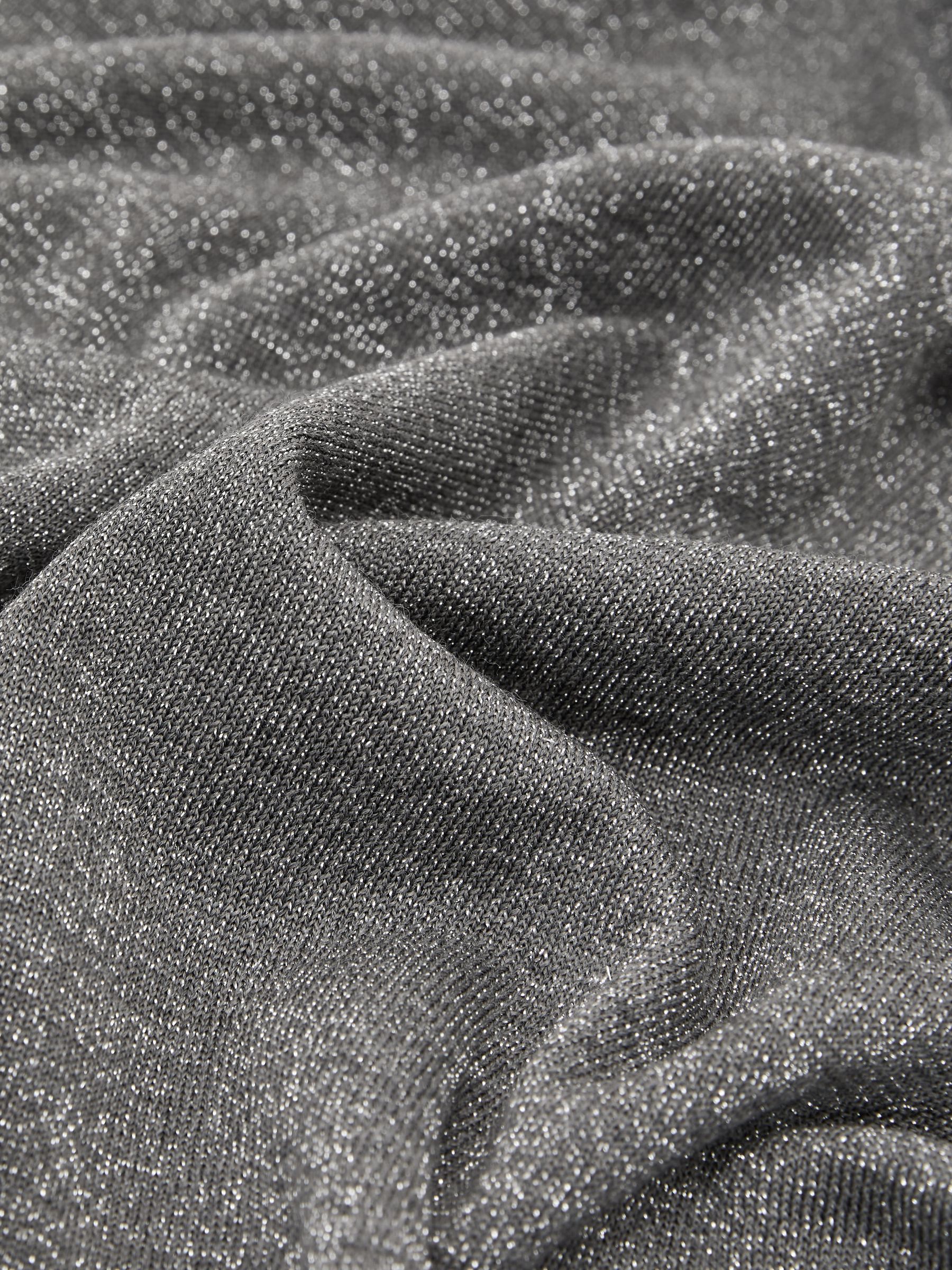 Wool-Blend Metallic-Knit V-Neck Jumper in Silver Grey - Image 6 of 6