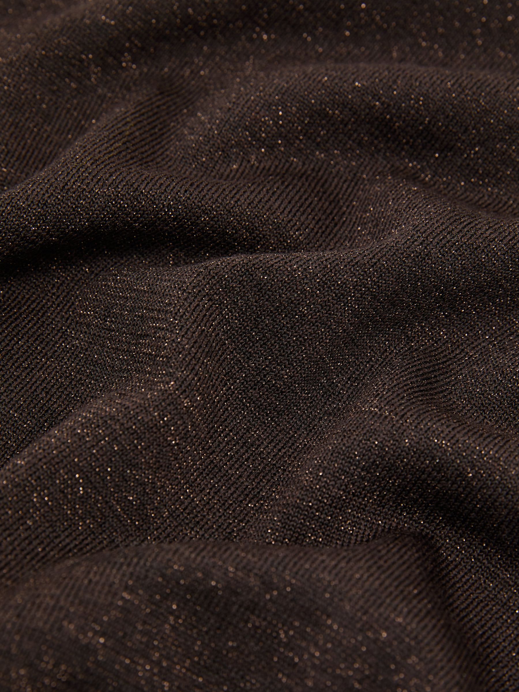Wool-Blend Metallic-Knit V-Neck Jumper in Chocolate Brown - Image 7 of 7