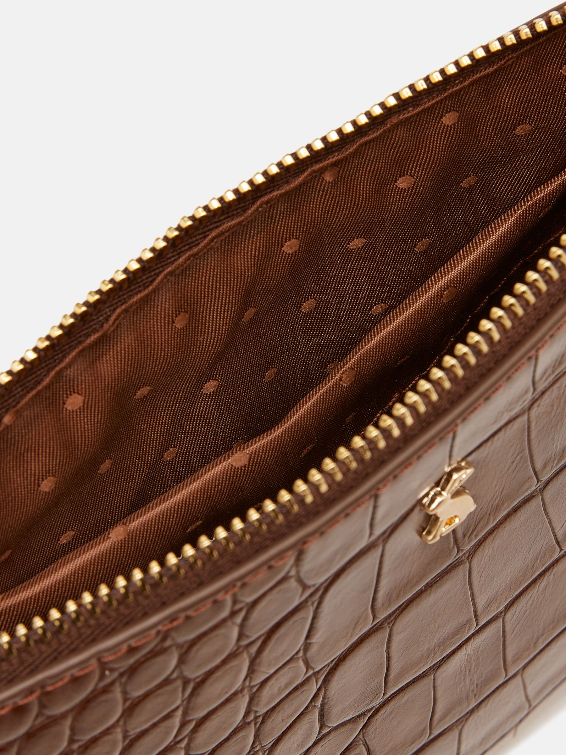 Eliza Brown Faux Leather Croc Effect Wrist Purse - Image 3 of 5