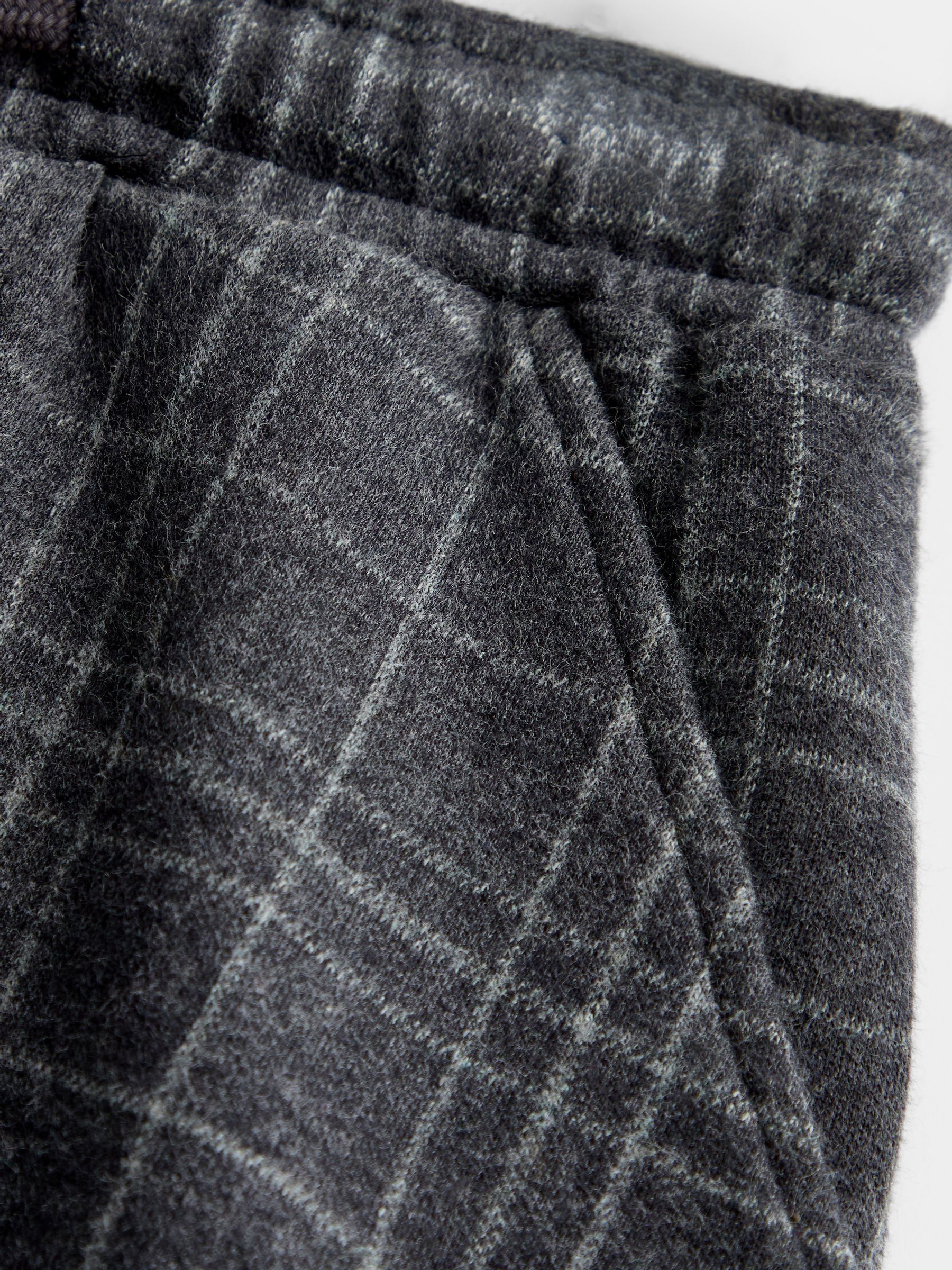 Grey Check Jacquard Jersey Relaxed Trousers - Image 3 of 4