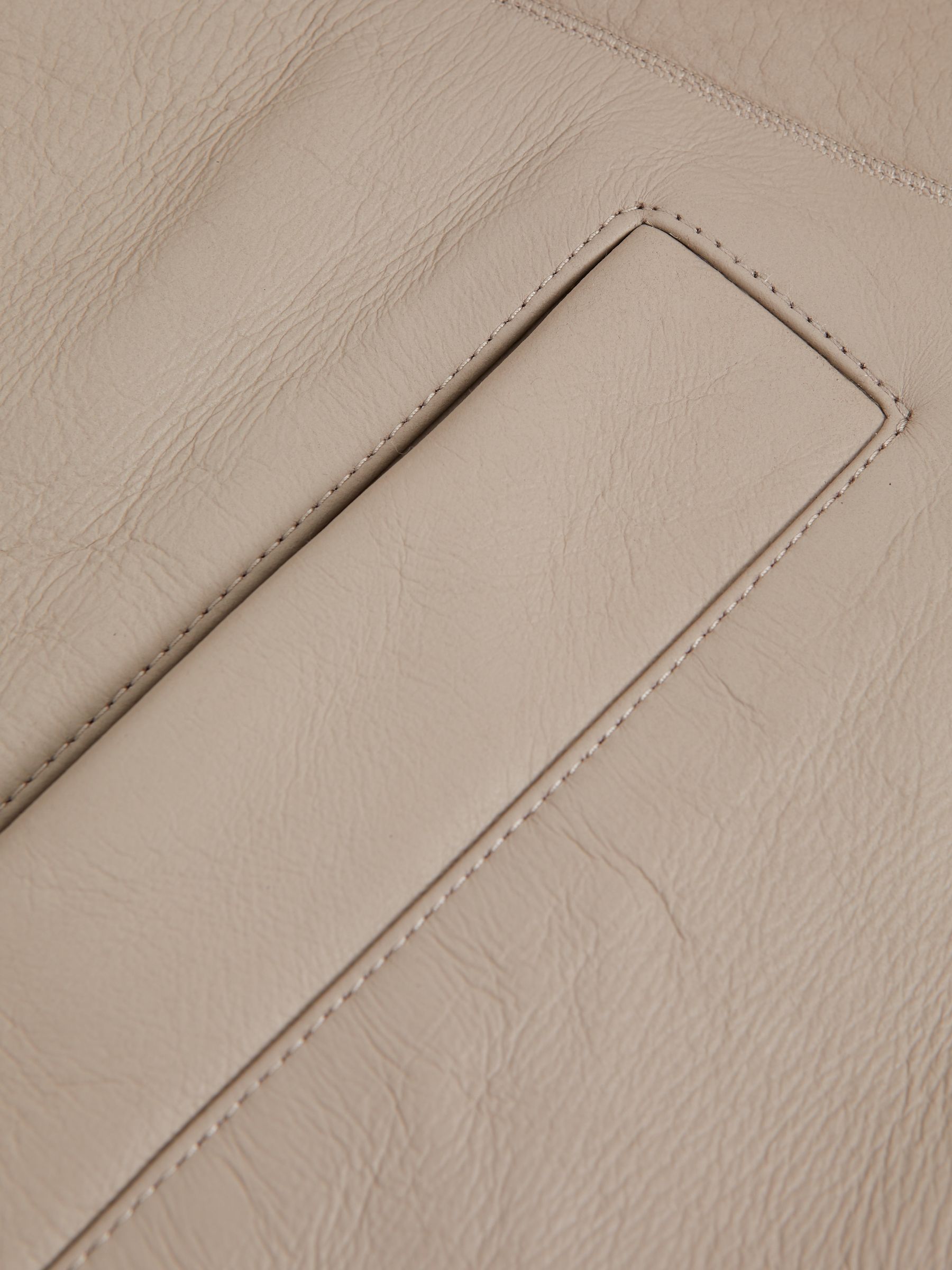 Reversible Leather Shearling Jacket in Light Grey - Image 7 of 9