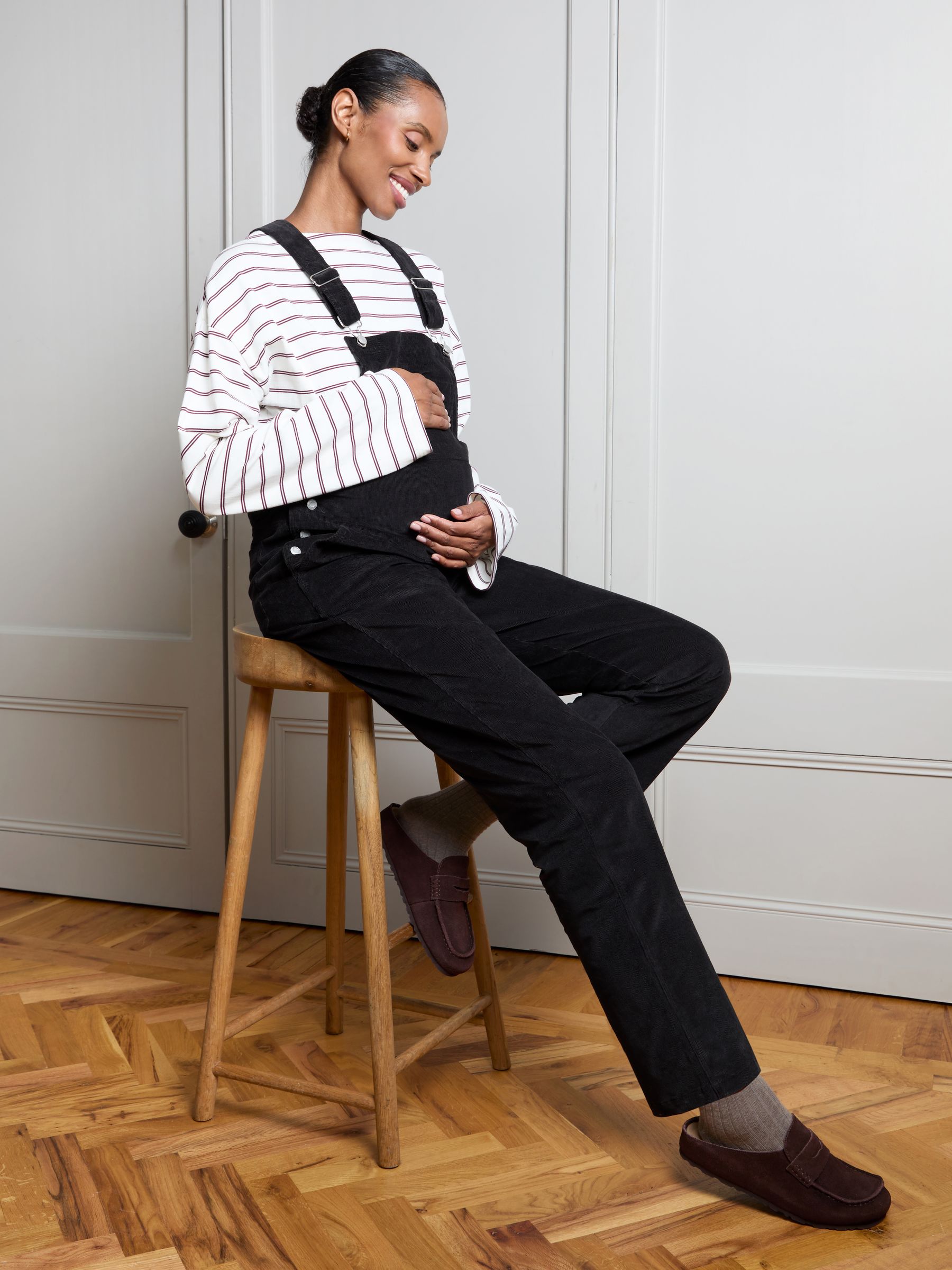 Black Cord Maternity Dungarees - Image 3 of 6