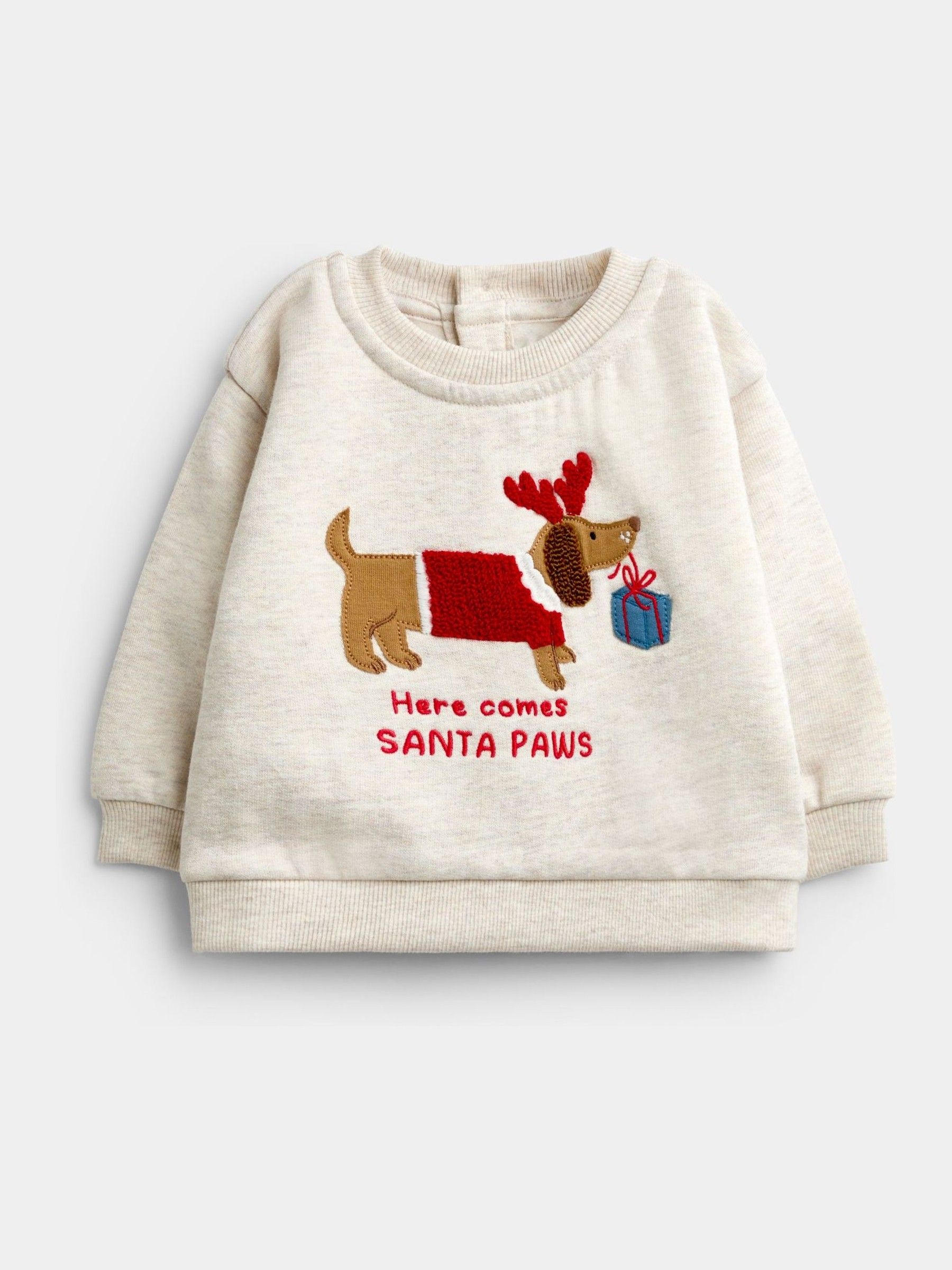 Cream Christmas Sausage Dog Sweatshirt & Trouser Set - Image 2 of 6