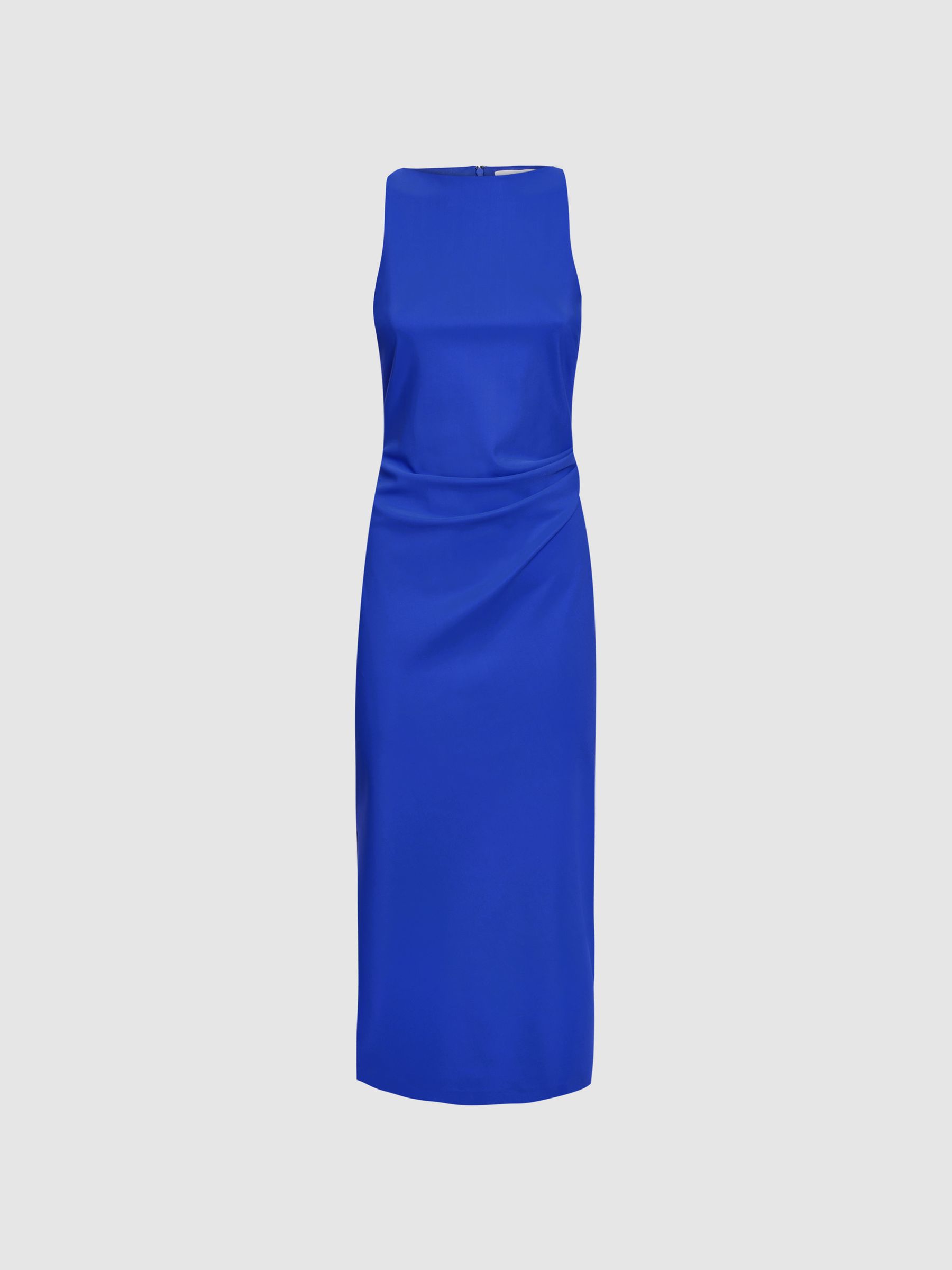 Bodycon Boat Neck Midi Dress in Blue - Image 2 of 4