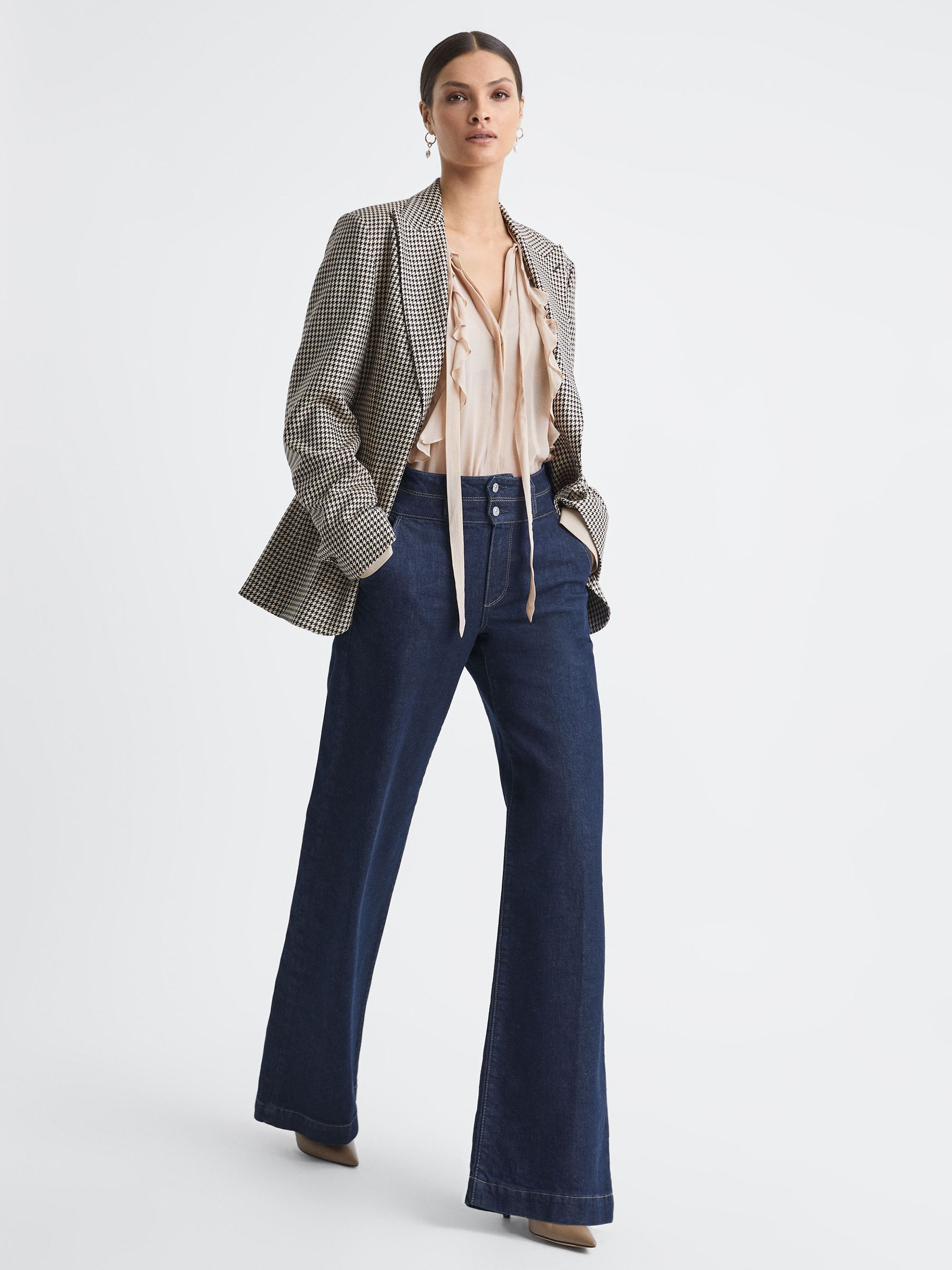 Paige Blue High Rise Double Waistband Wide Leg Jeans in Edinburgh - Image 3 of 5