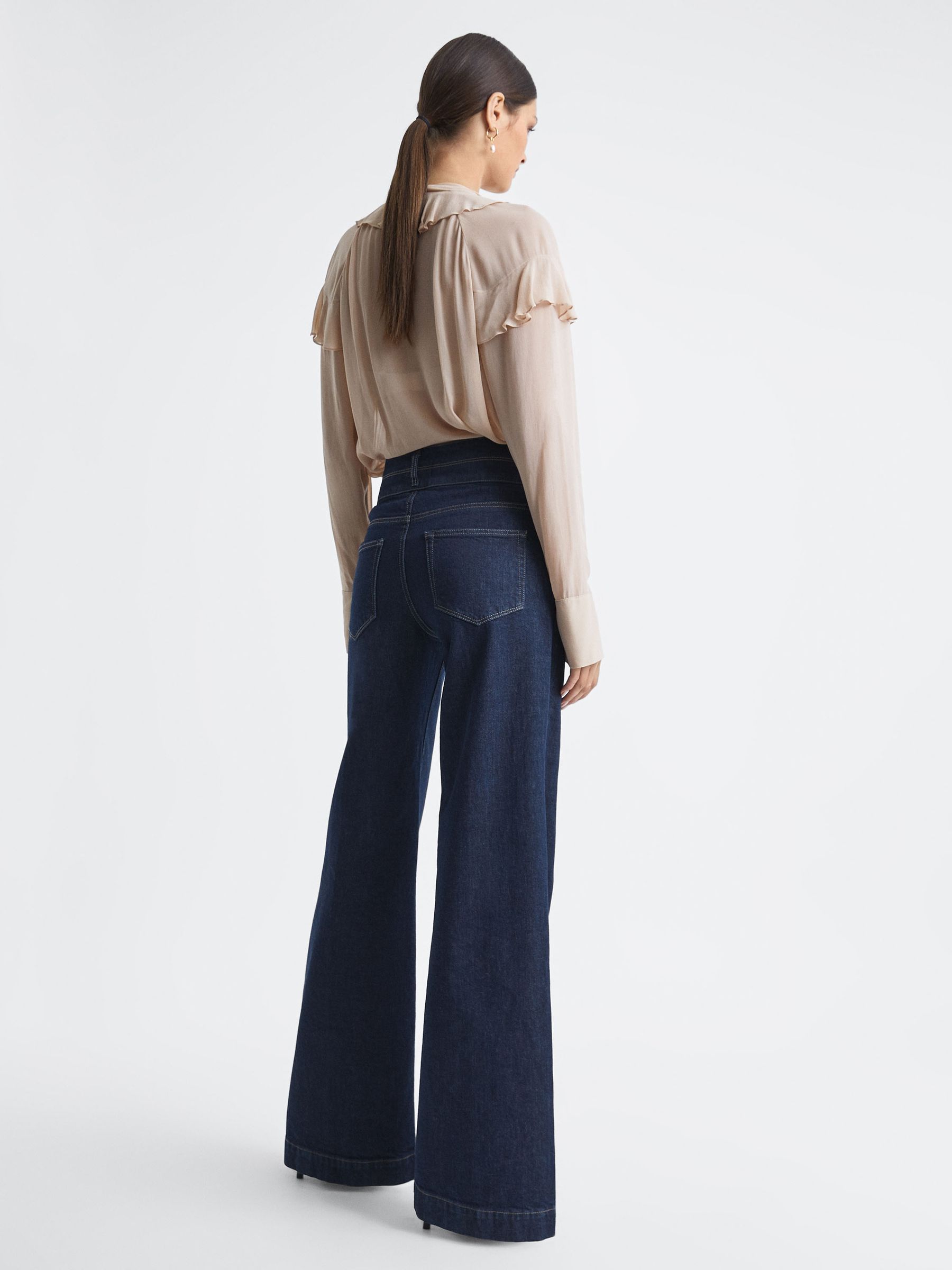 Paige Blue High Rise Double Waistband Wide Leg Jeans in Edinburgh - Image 5 of 5