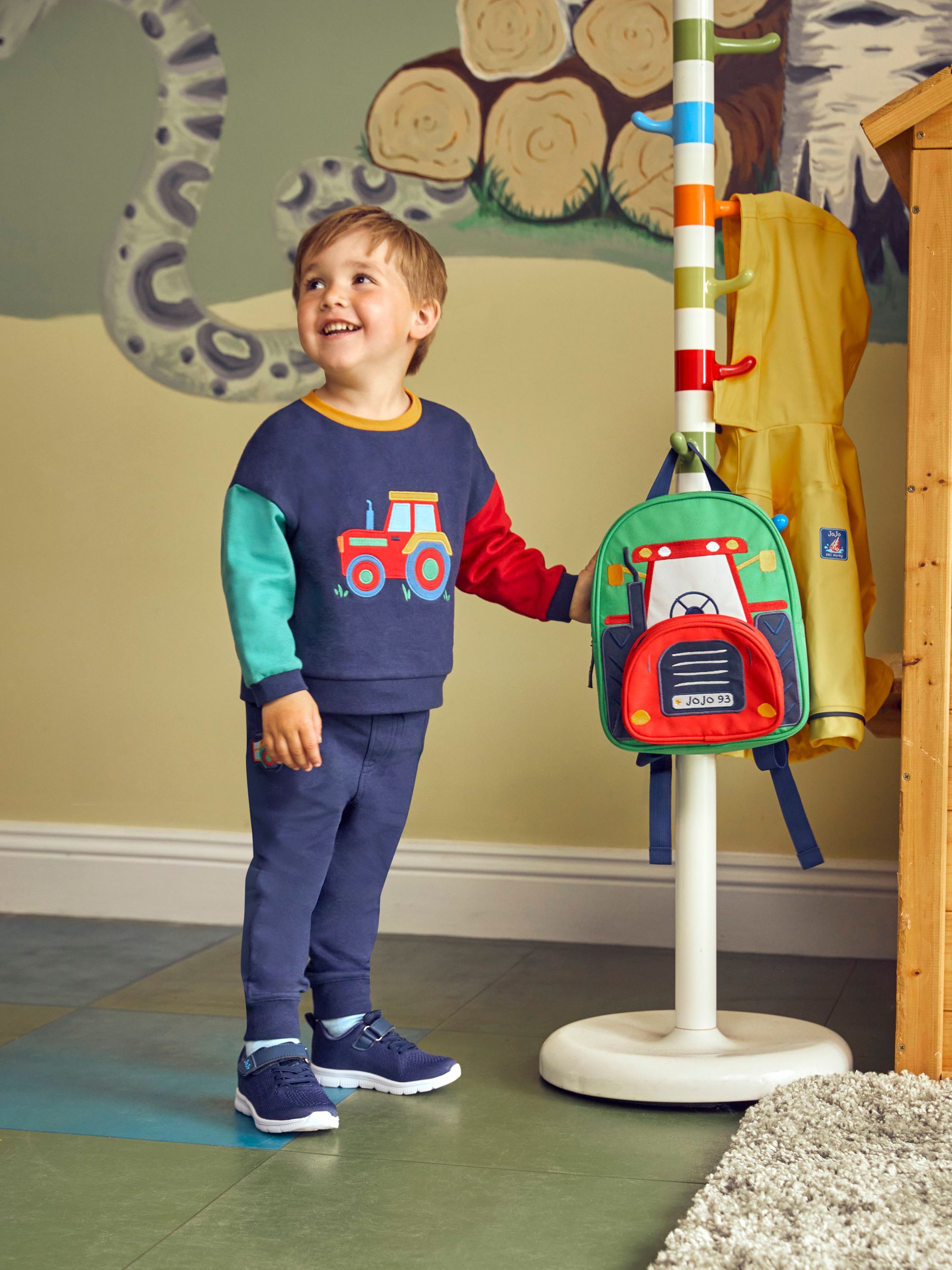 Navy Blue Tractor Appliqué Jersey Sweatshirt & Leggings Set - Image 1 of 8