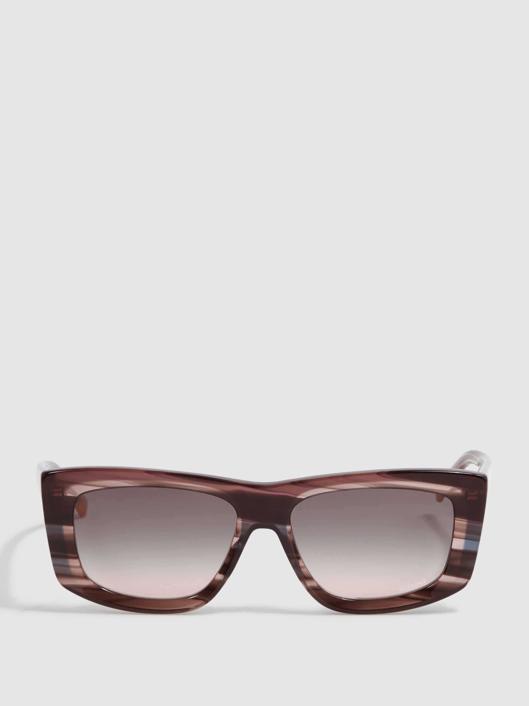 Missoni Eyewear Rectangular Striped Sunglasses in Brown - Image 1 of 5 Missoni Eyewear Rectangular Striped Sunglasses in Brown - Image 1 of 5