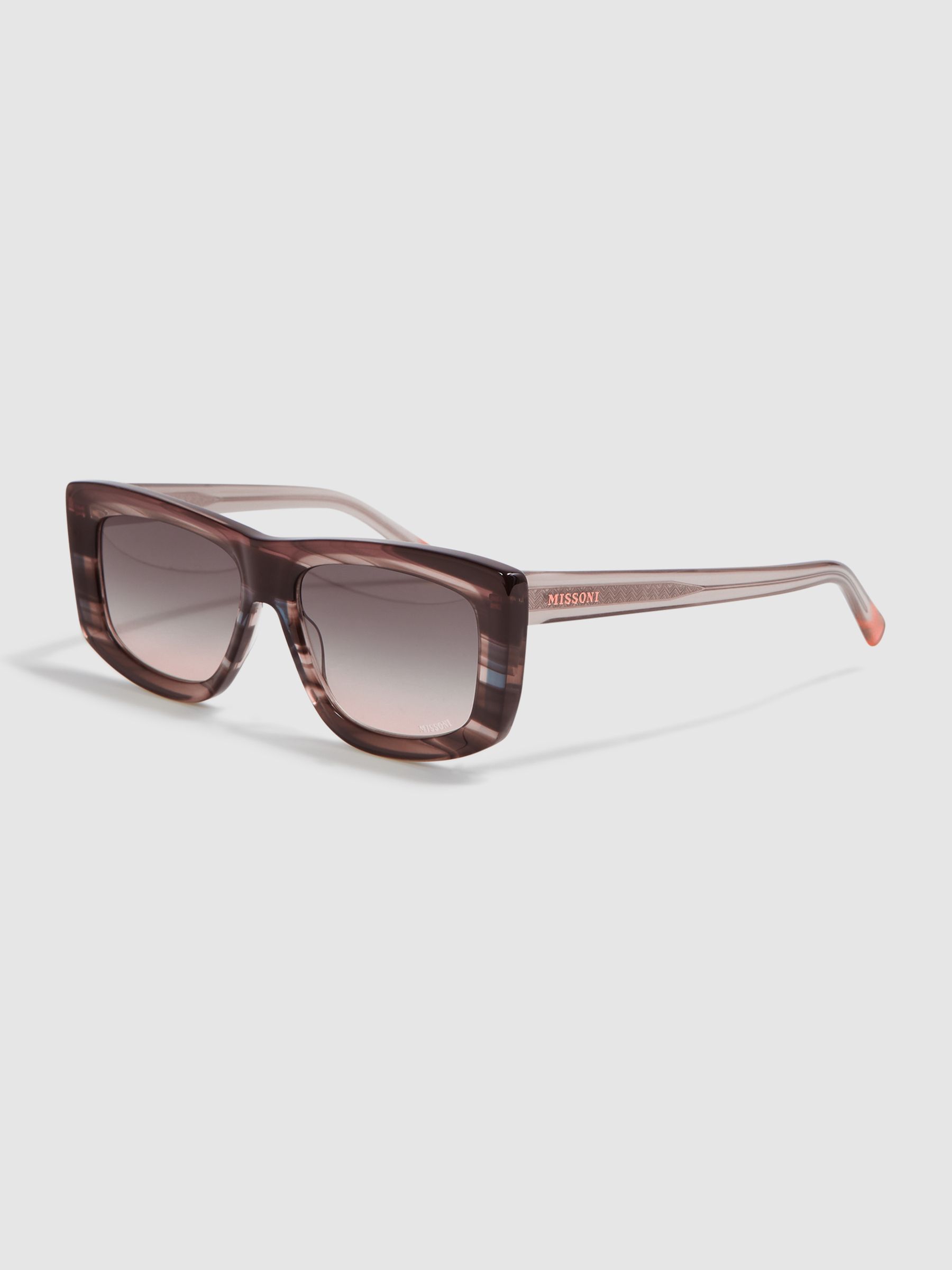 Missoni Eyewear Rectangular Striped Sunglasses in Brown - Image 2 of 5 Missoni Eyewear Rectangular Striped Sunglasses in Brown - Image 2 of 5