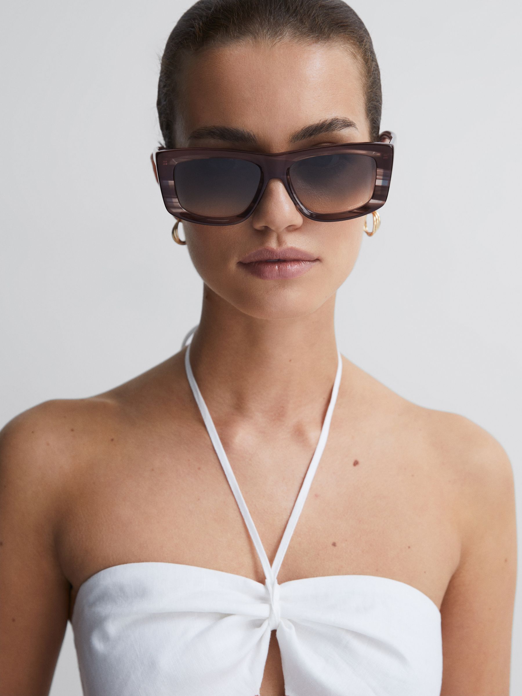 Missoni Eyewear Rectangular Striped Sunglasses in Brown - Image 4 of 5