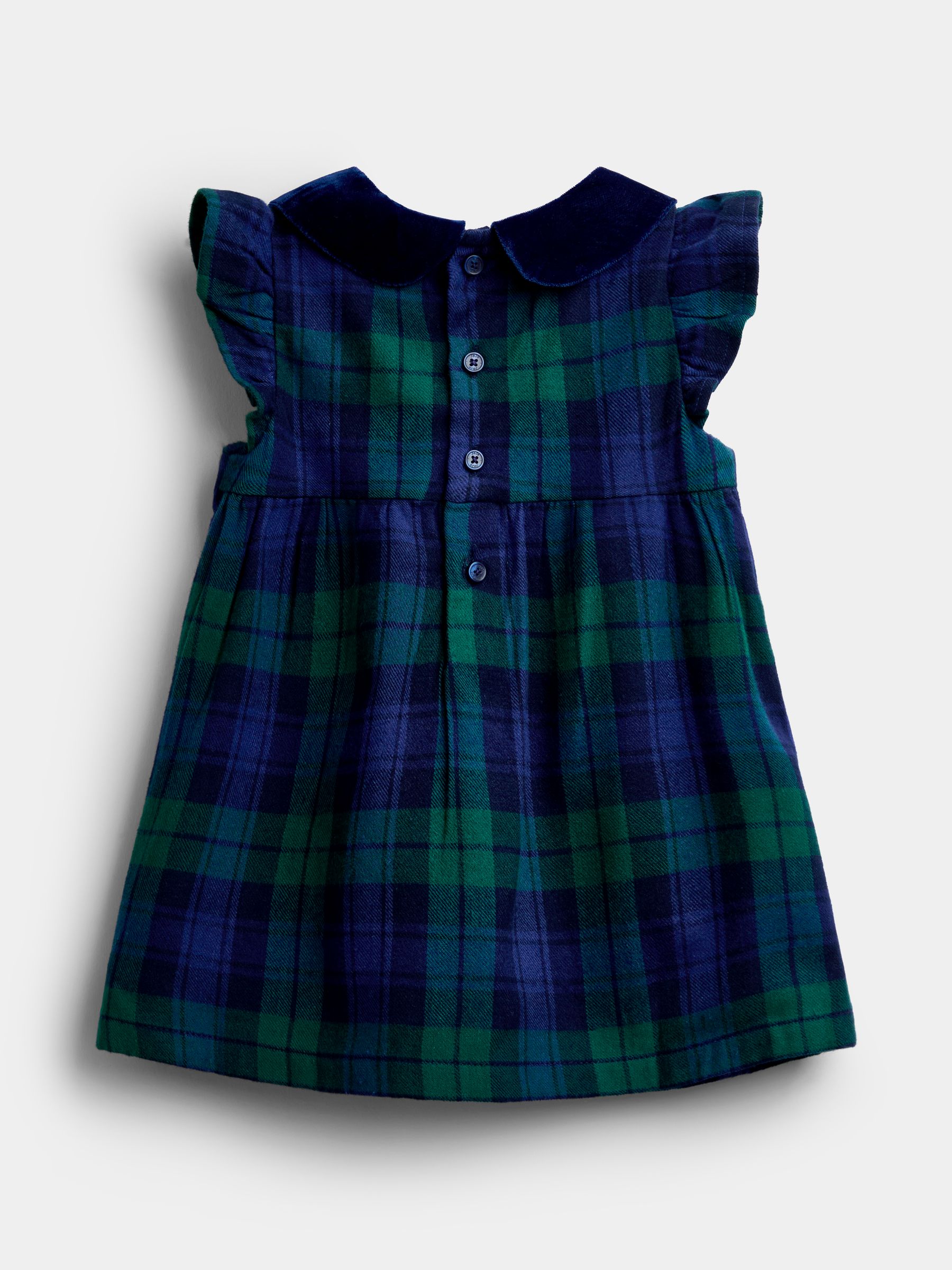 Navy Blue Tartan Smocked Baby Dress & Bodysuit Set - Image 3 of 6