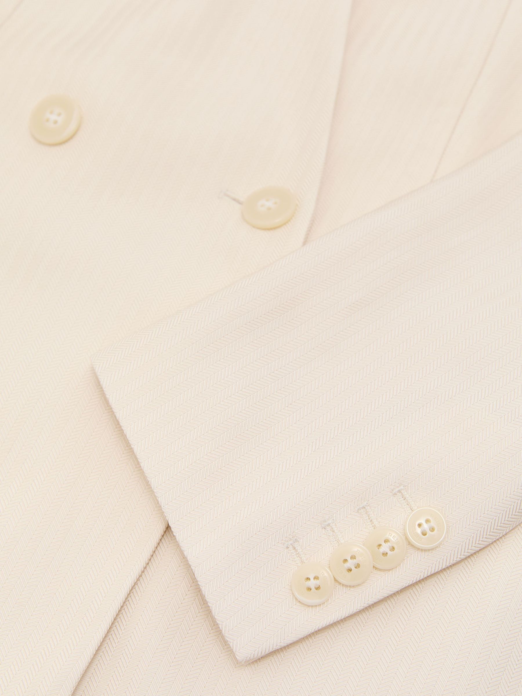 Jacquard-Stripe Collarless Double-Breasted Blazer in Cream - Image 9 of 9