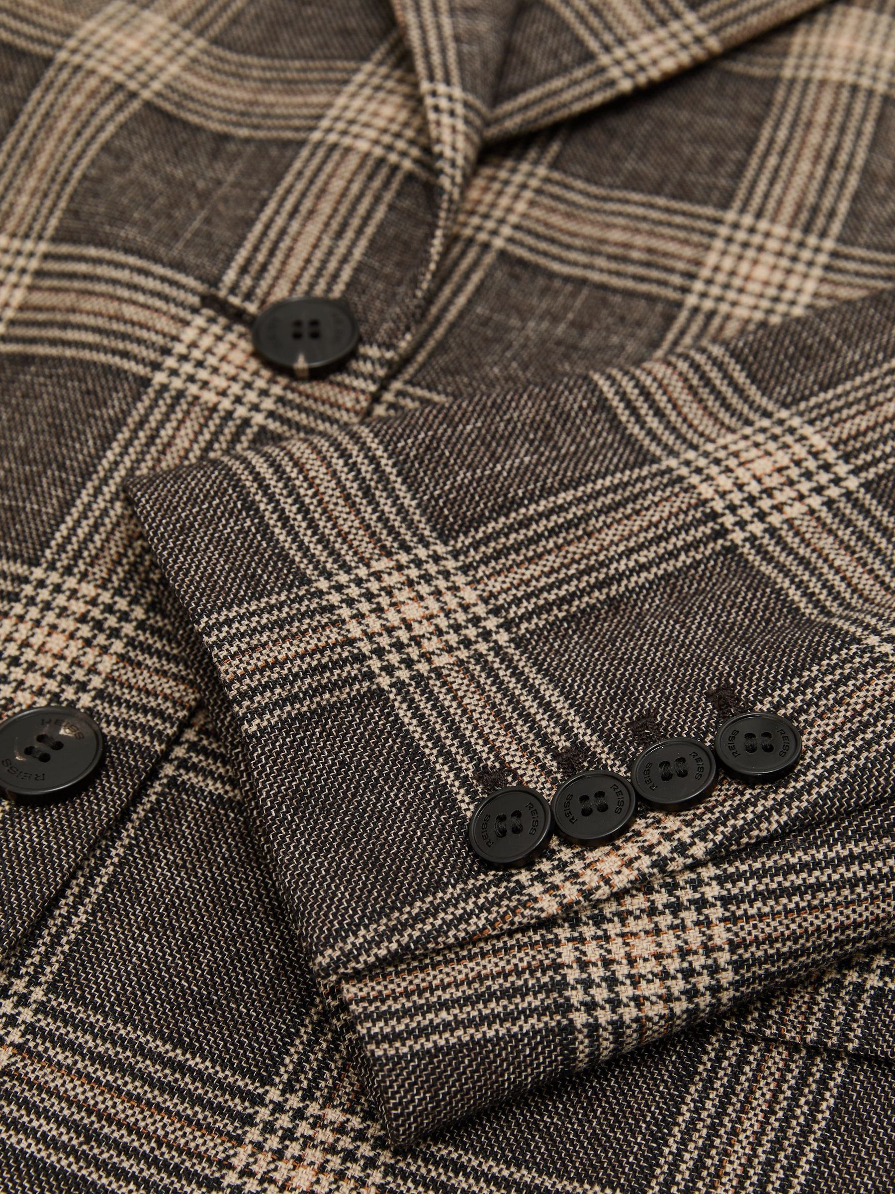 Wool Check Relaxed Single-Breasted Blazer in Brown - Image 8 of 8