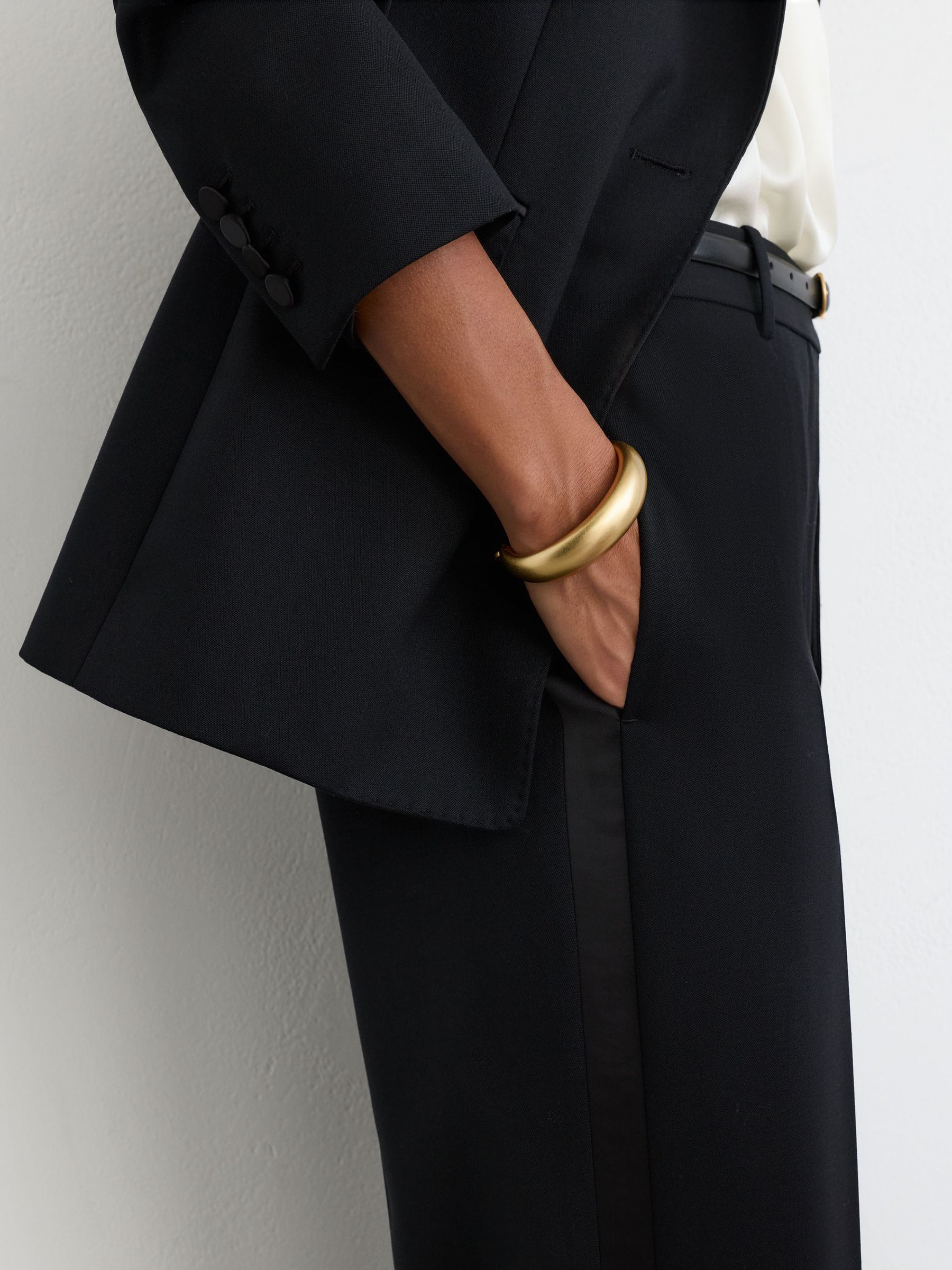 Wool-Blend Straight-Leg Tuxedo Trousers in Black - Image 4 of 6