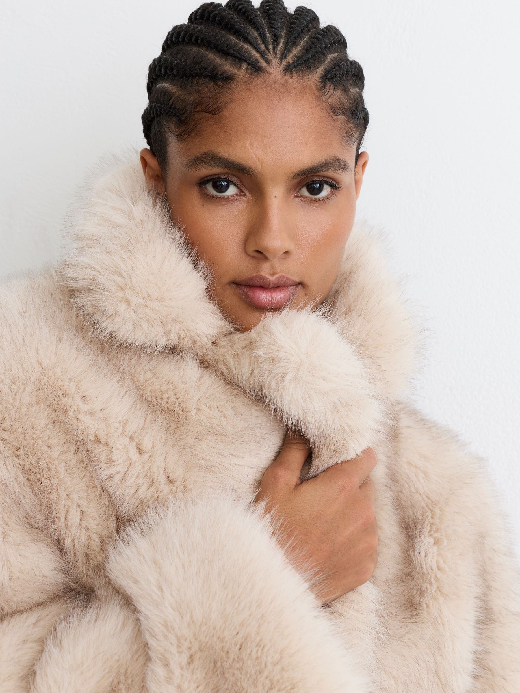 Faux-Fur Coat in Neutral - Image 5 of 8