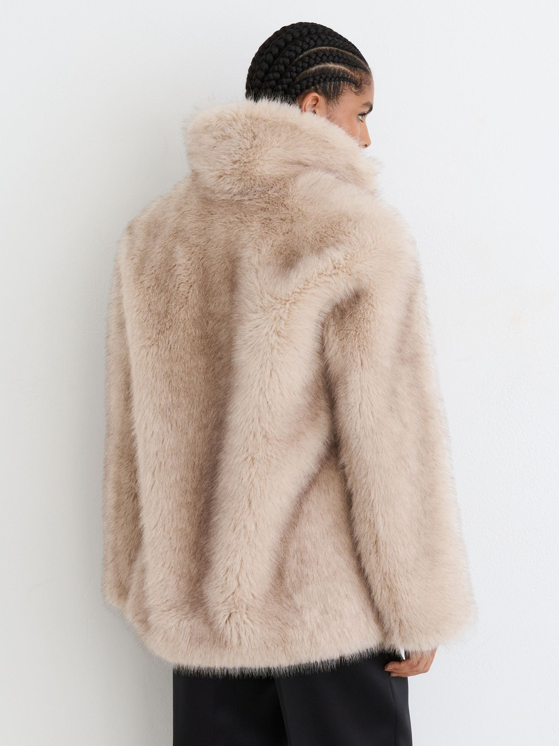 Faux-Fur Coat in Neutral - Image 7 of 8