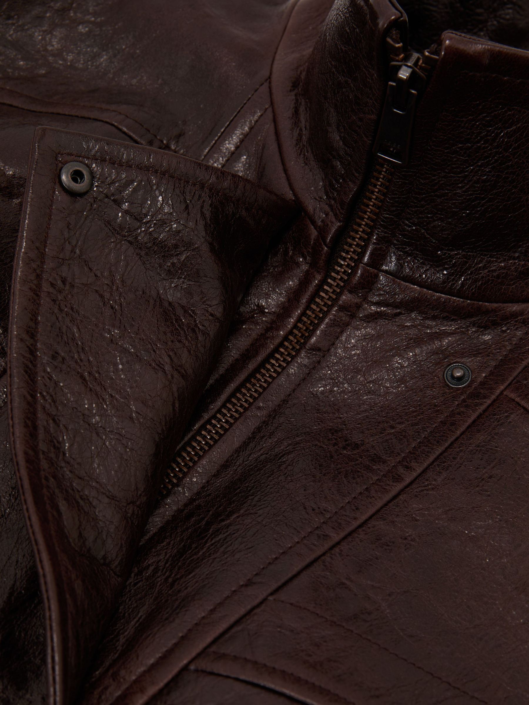 Textured Leather Oversized Jacket in Aubergine - Image 4 of 4