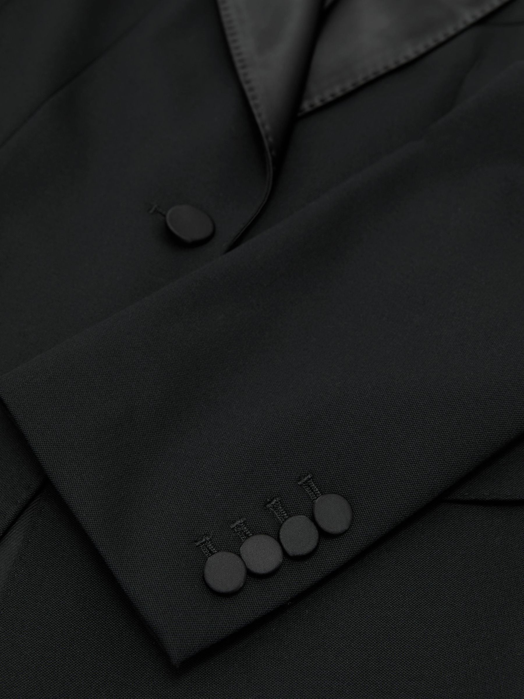 Wool-Blend Single-Breasted Tuxedo Blazer in Black - Image 8 of 8
