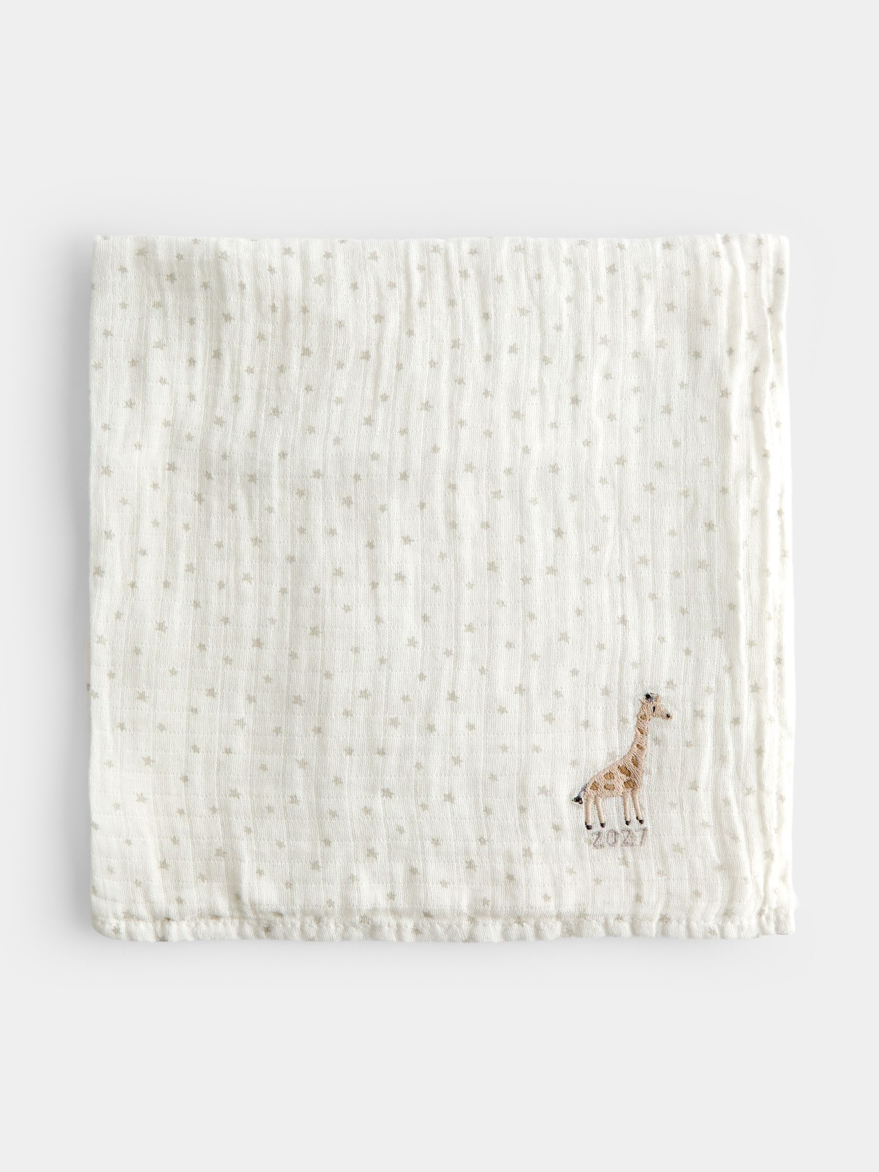 Cream Safari Born in 2027 5-Pack Embroidered Muslins - Image 2 of 7 Cream Safari Born in 2027 5-Pack Embroidered Muslins - Image 2 of 7