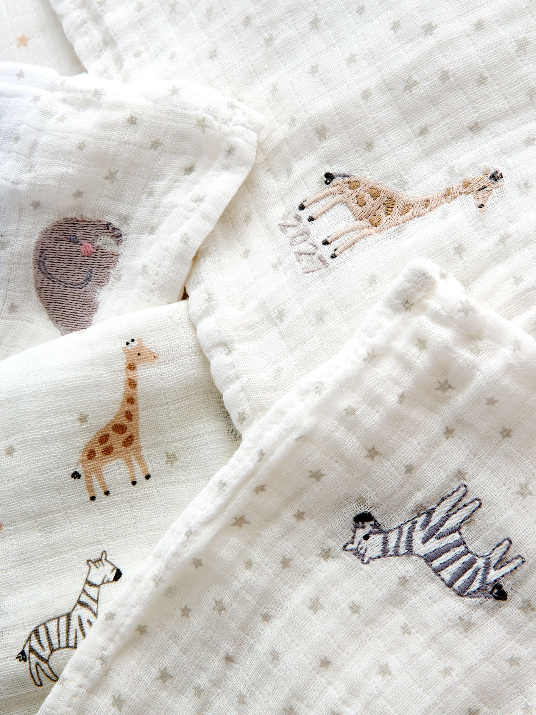 Cream Safari Born in 2027 5-Pack Embroidered Muslins - Image 7 of 7 Cream Safari Born in 2027 5-Pack Embroidered Muslins - Image 7 of 7